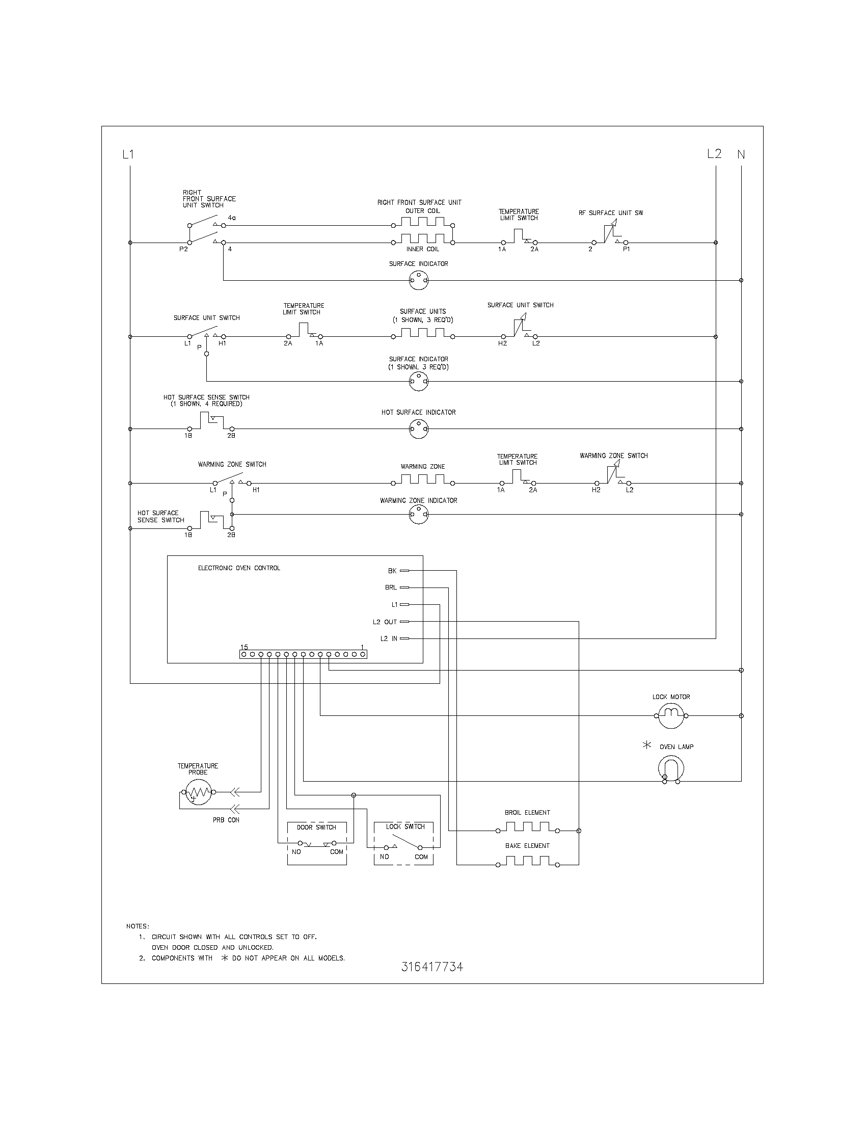 Frigidaire FEFB78DSB wiring schematic diagram