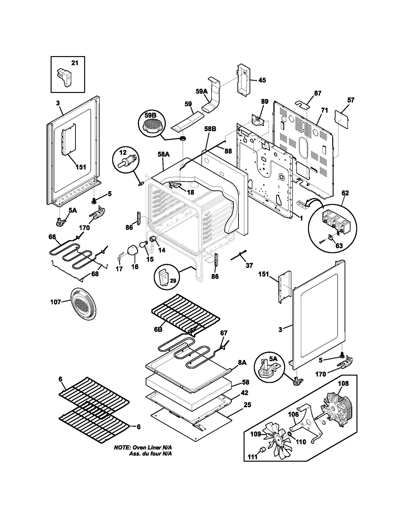 Frigidaire FEFL79DSA body diagram
