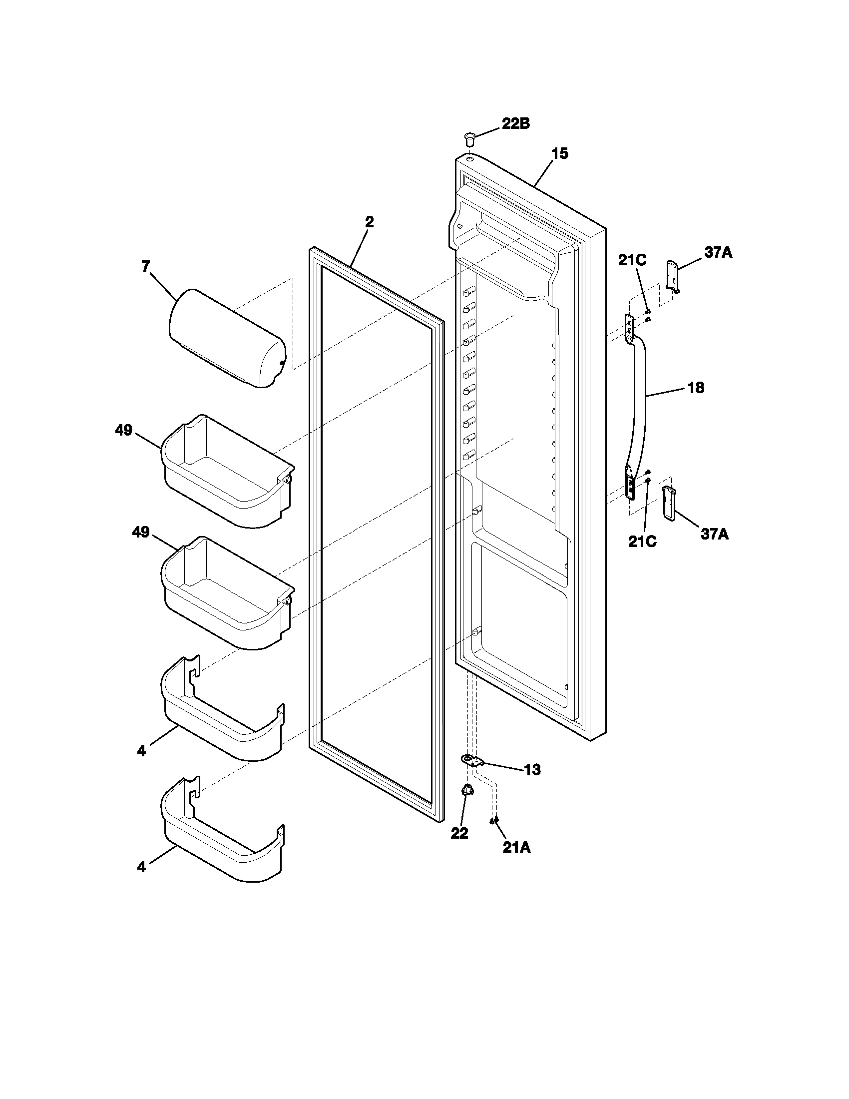Frigidaire FRS26RBCW8 refrigerator door diagram
