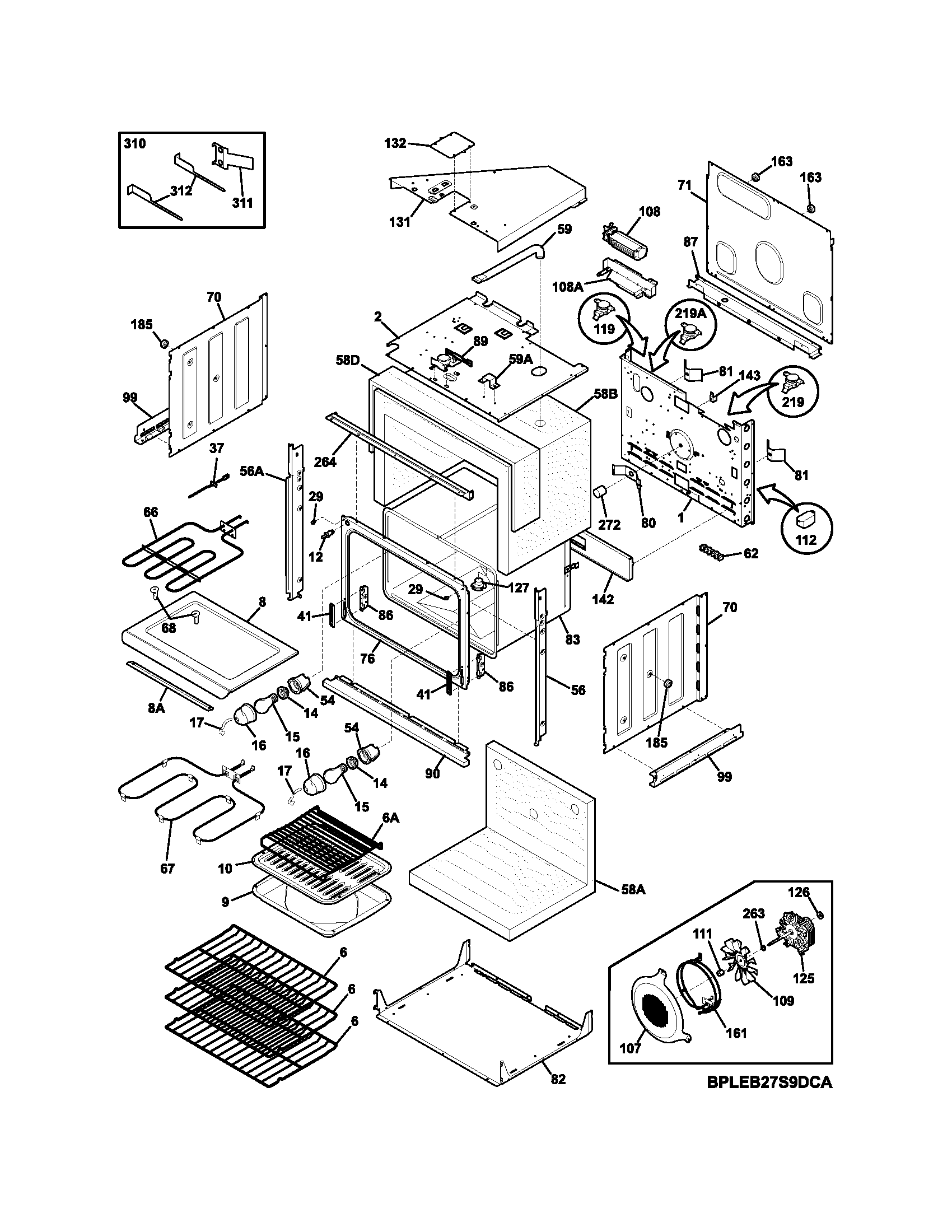 Frigidaire PLEB27S9DCA body diagram