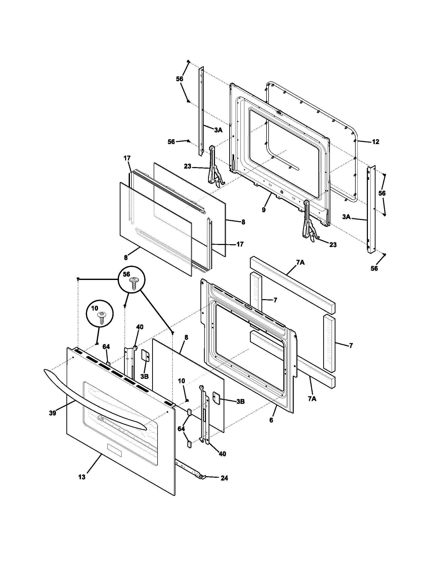 Frigidaire PLEB27S9DCA door diagram
