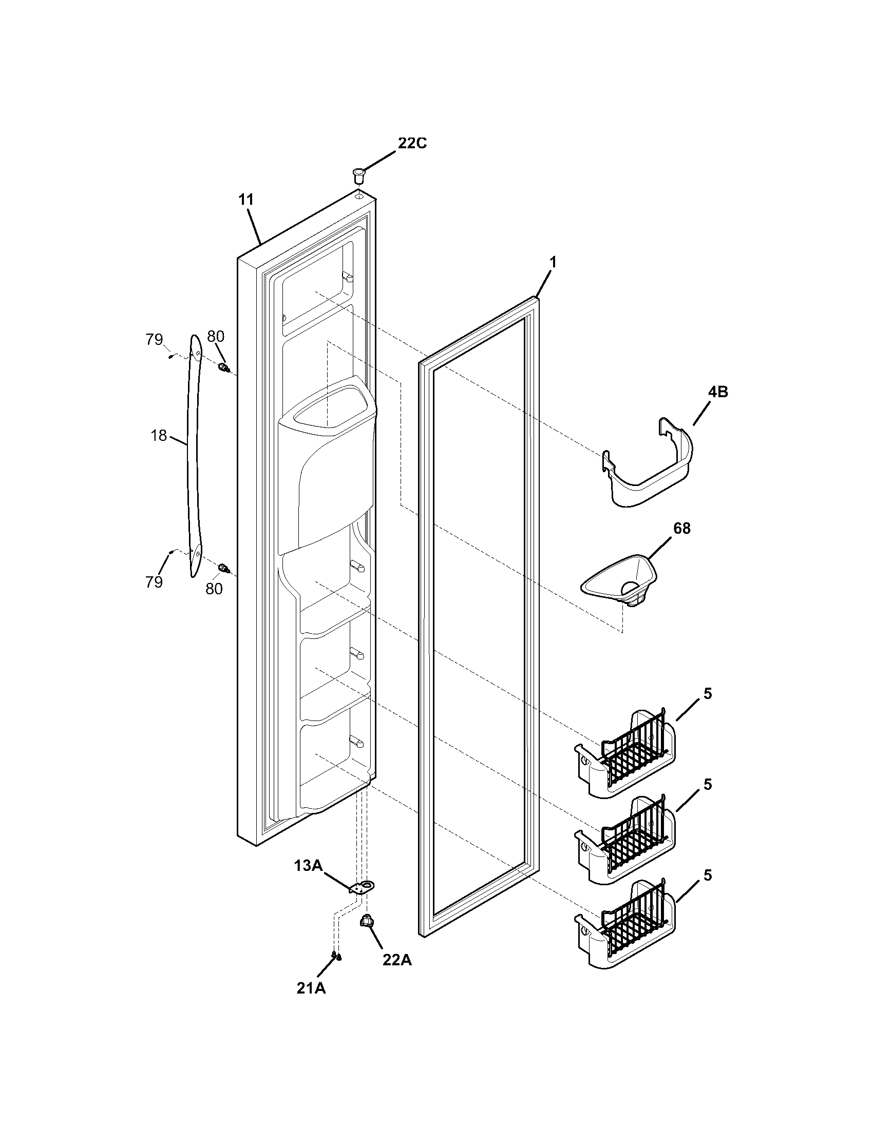 Kenmore Elite 25344389400 freezer door diagram