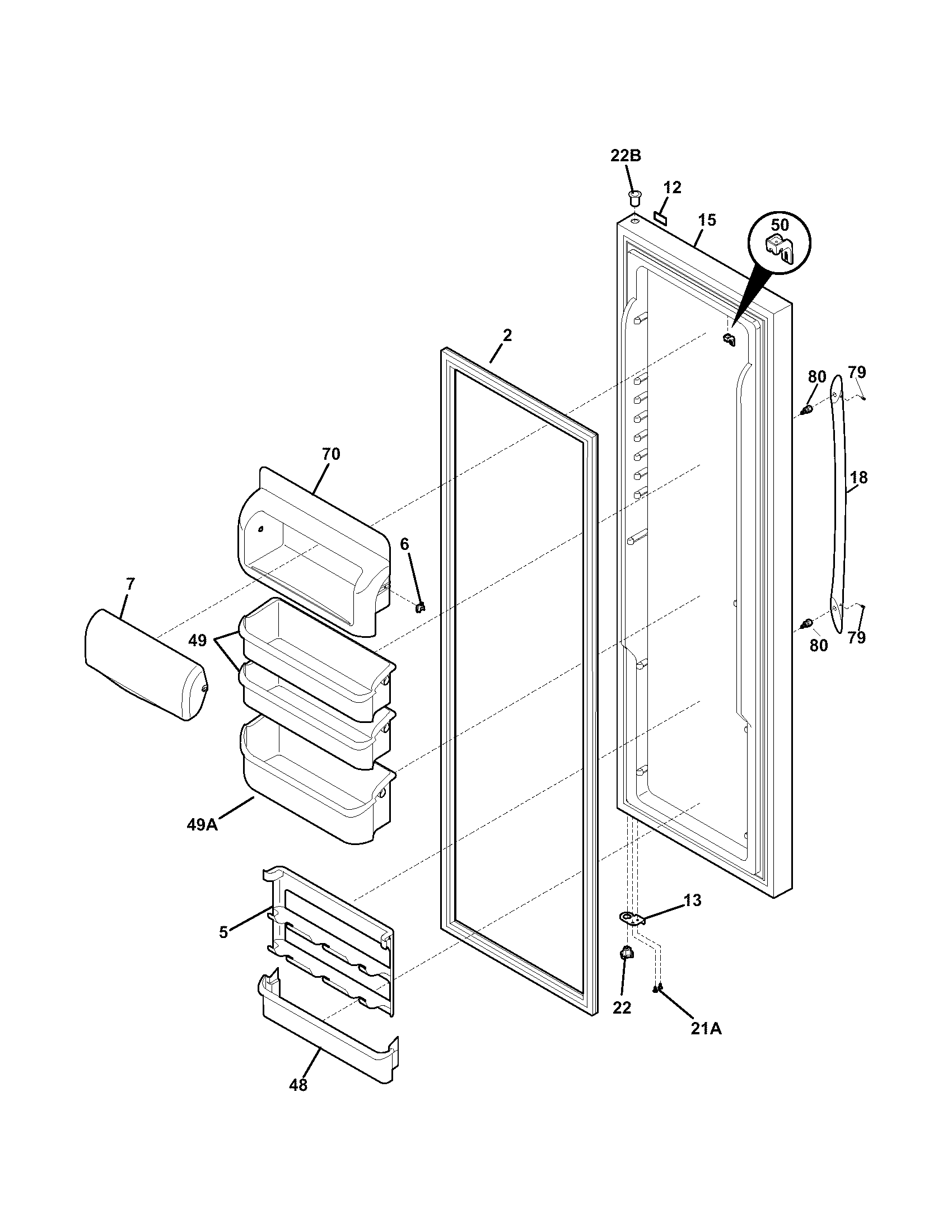 Kenmore Elite 25344389400 refrigerator door diagram