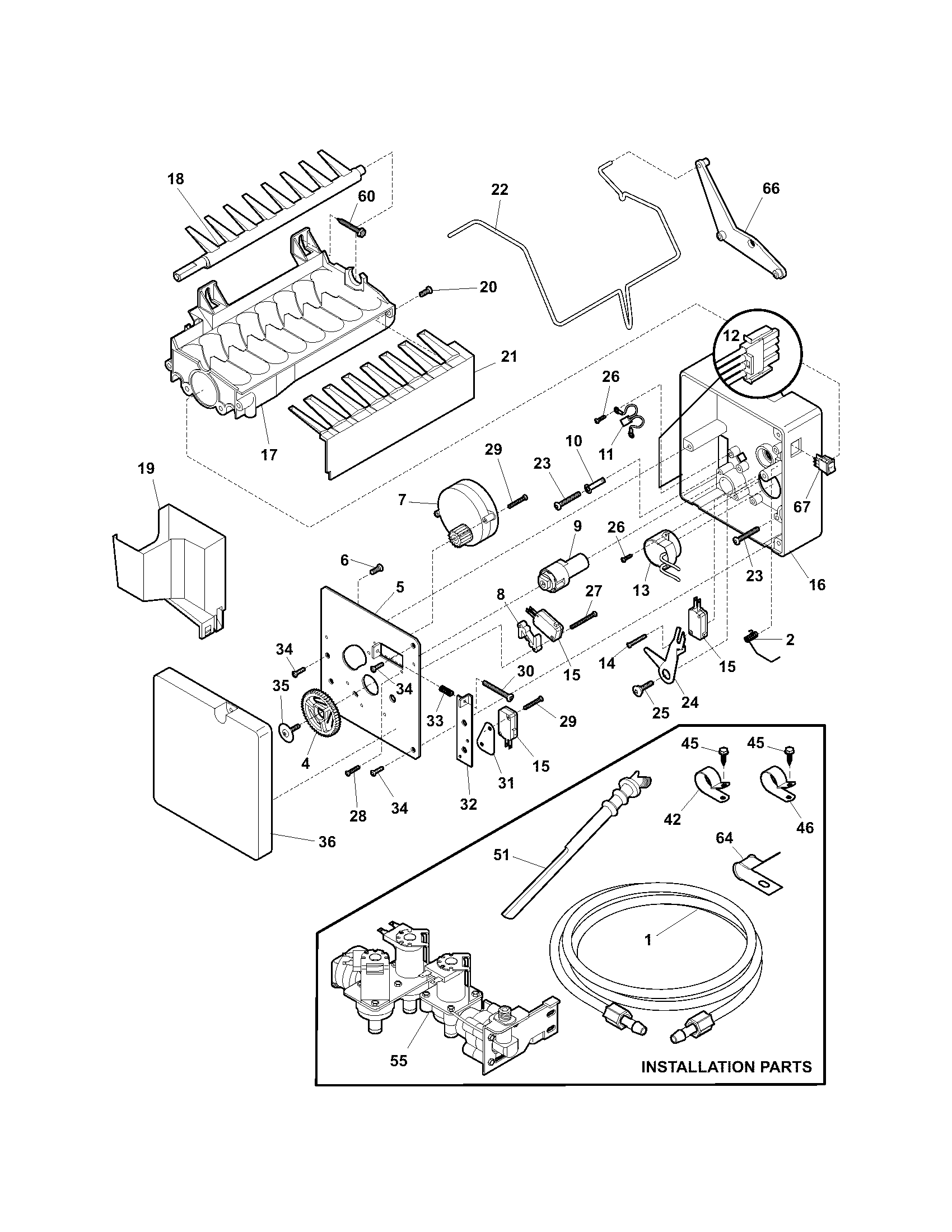 Kenmore Elite 25344389400 ice maker diagram