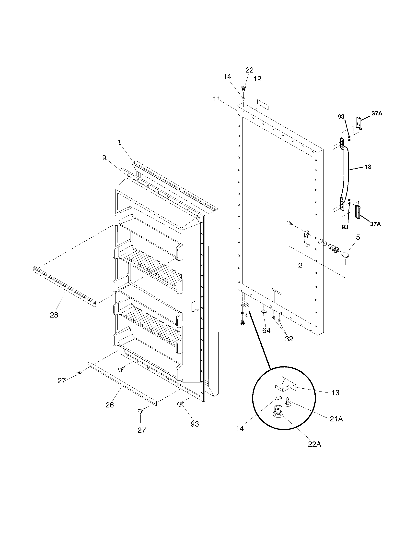 Frigidaire LFFU1424DW0 door diagram