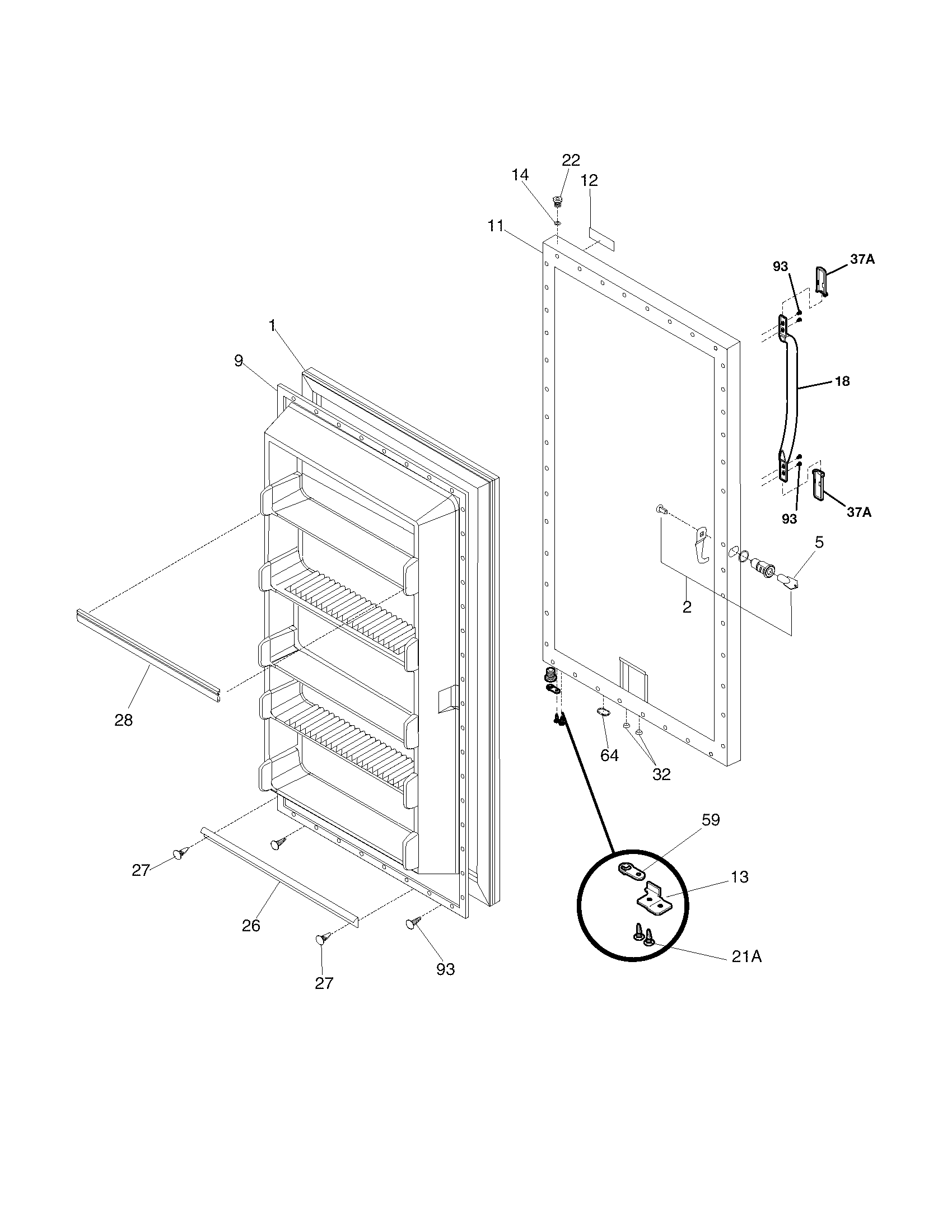 Frigidaire LFFU1424DW1 door diagram
