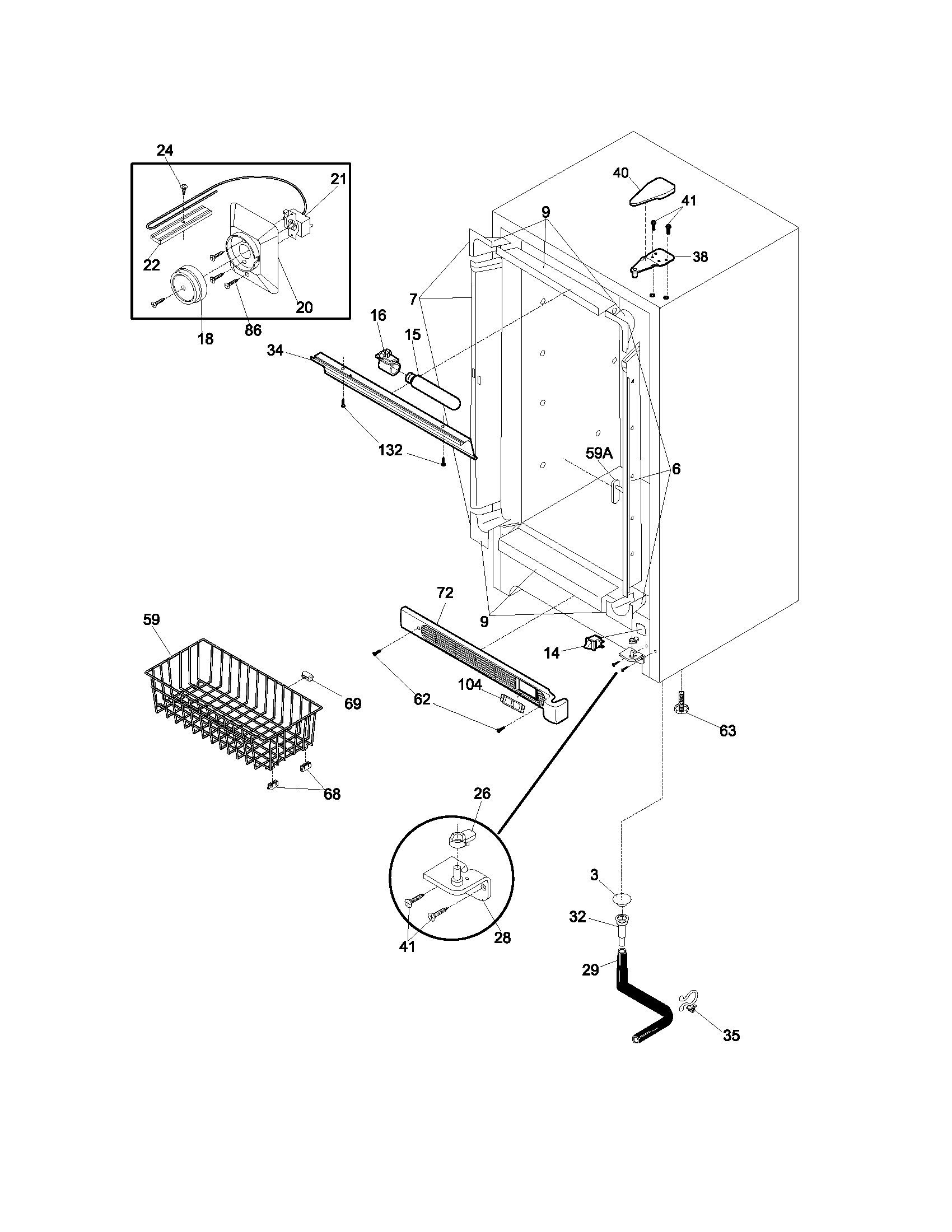 Frigidaire LFFU1424DW1 cabinet diagram