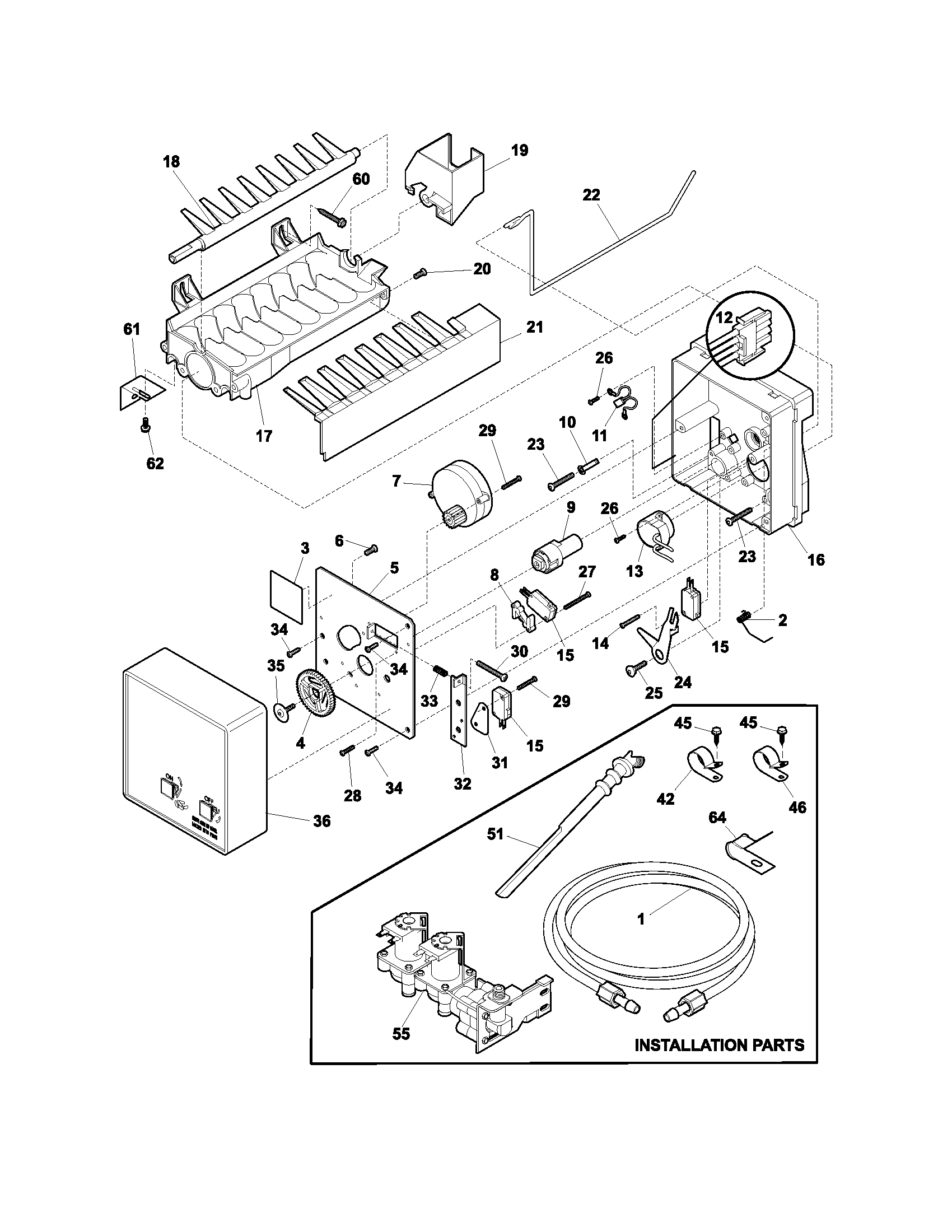 White-Westinghouse WRS23MW3AWC ice maker diagram