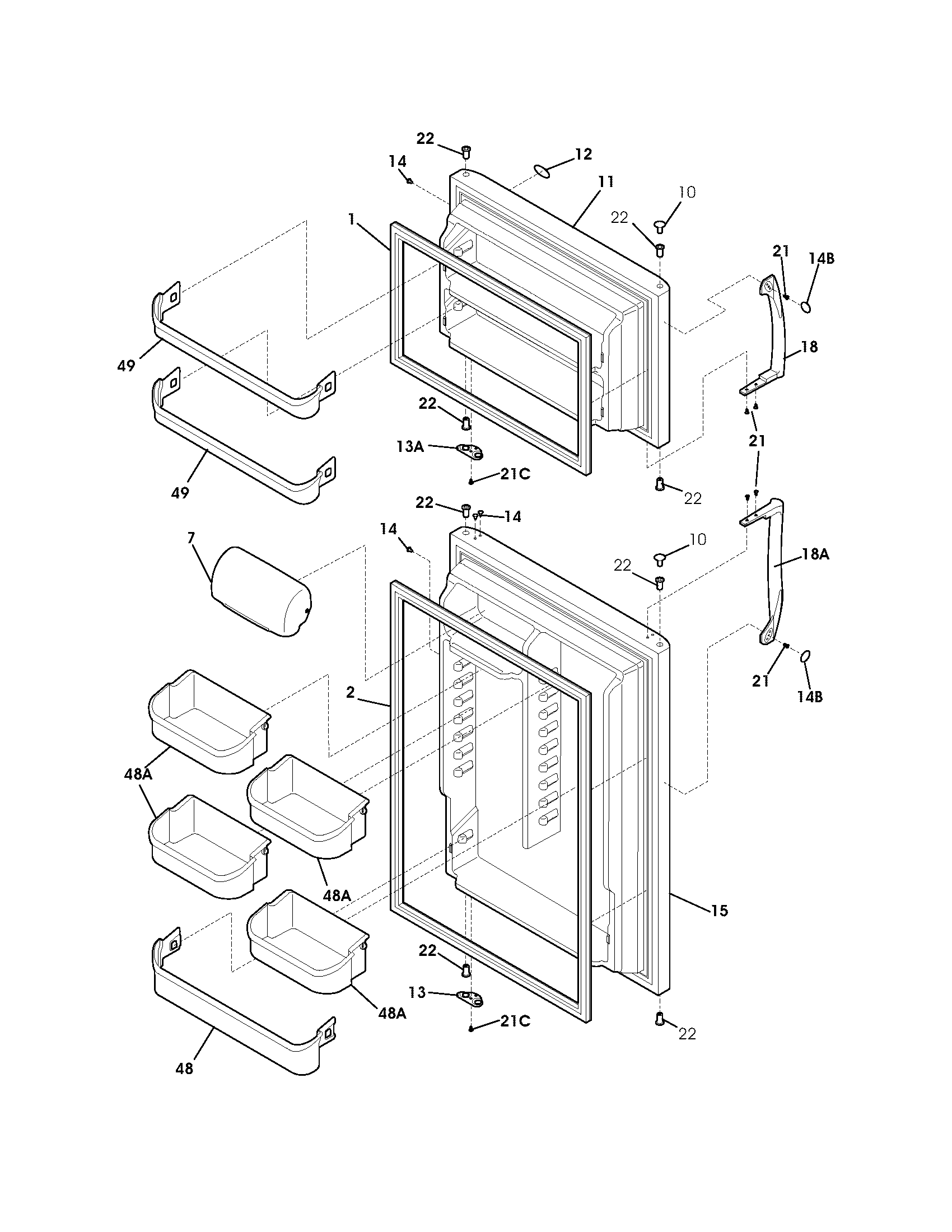 Frigidaire GLRT217TDW0 door diagram
