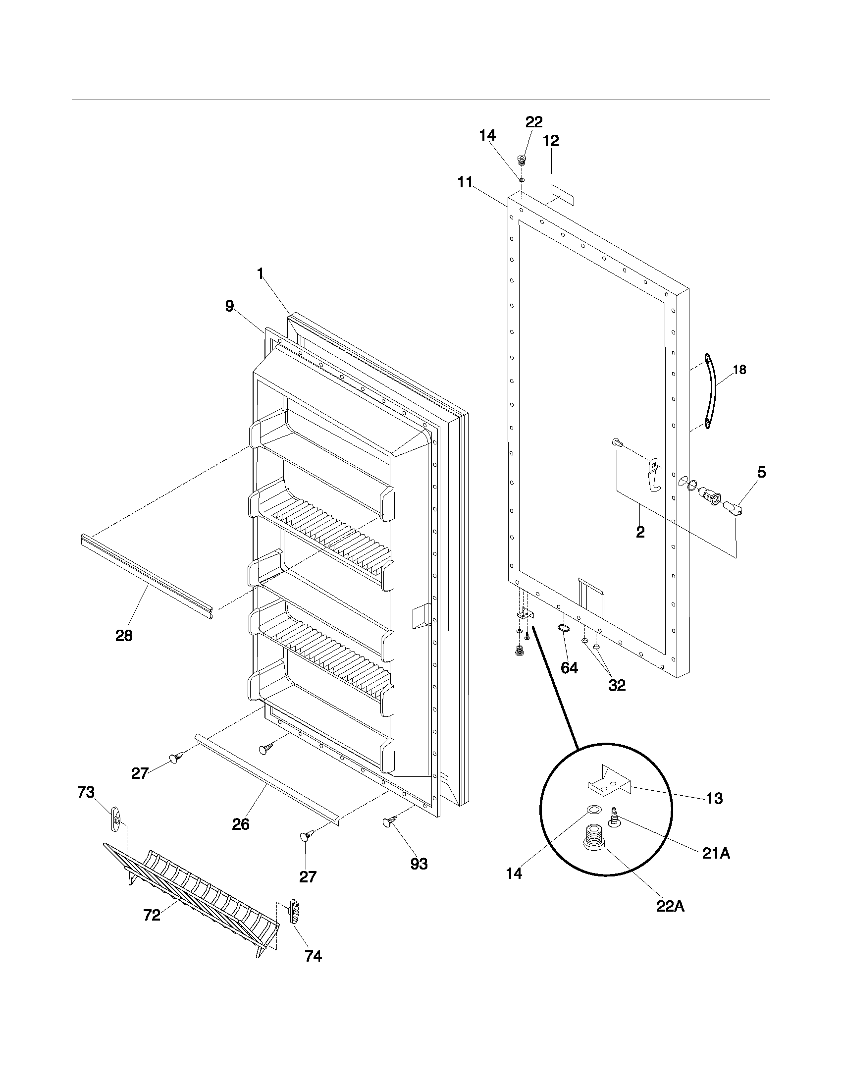 Frigidaire LFFH1767DW0 door diagram