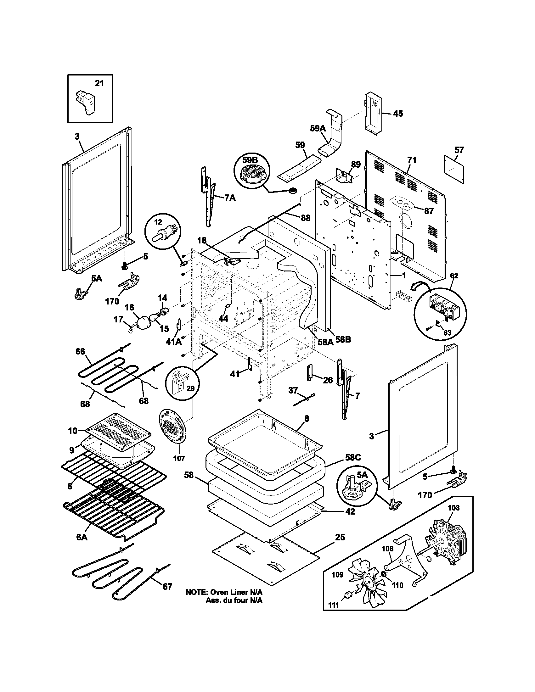 Frigidaire FEFL78CQD body diagram