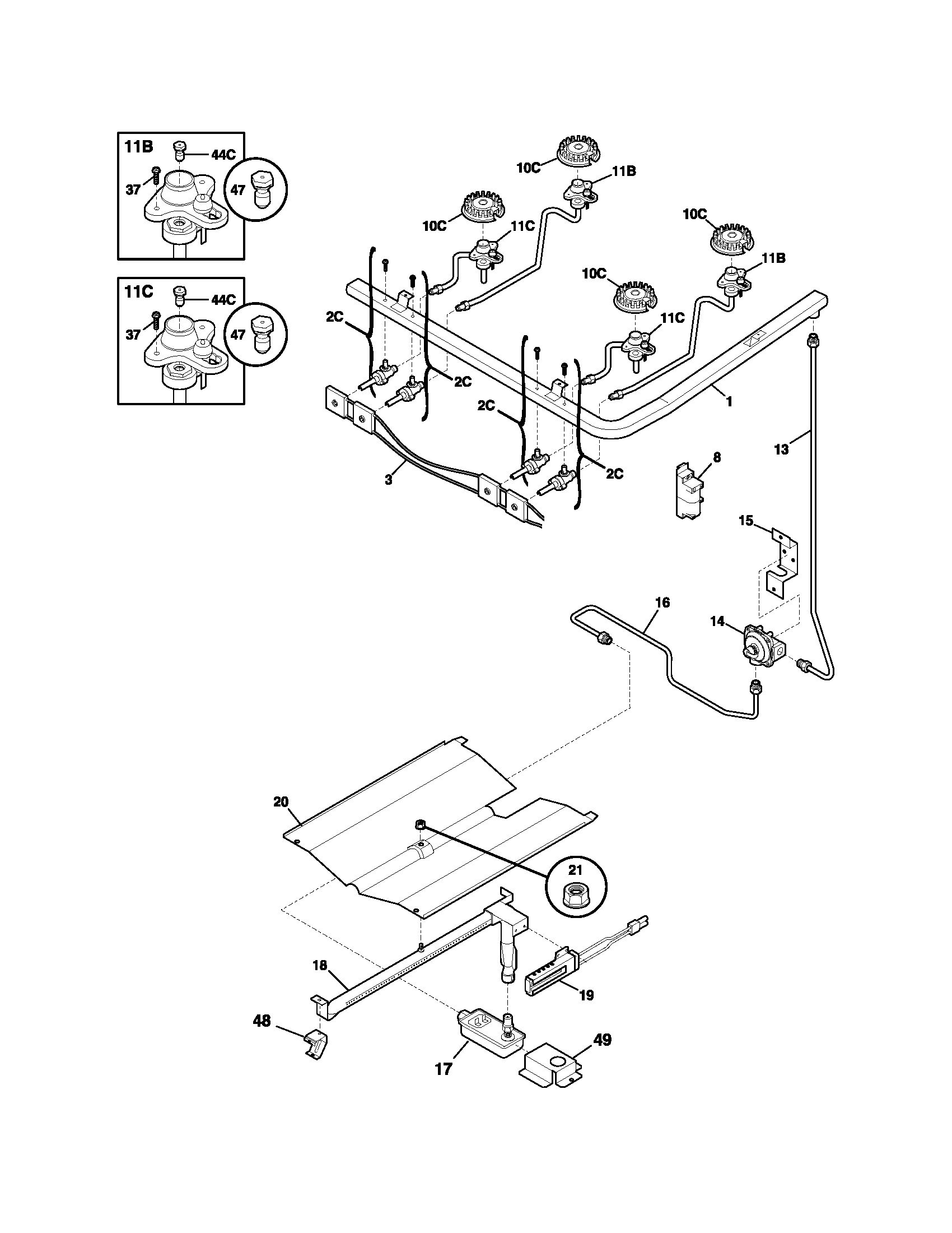 Frigidaire FGF326AWF burner diagram