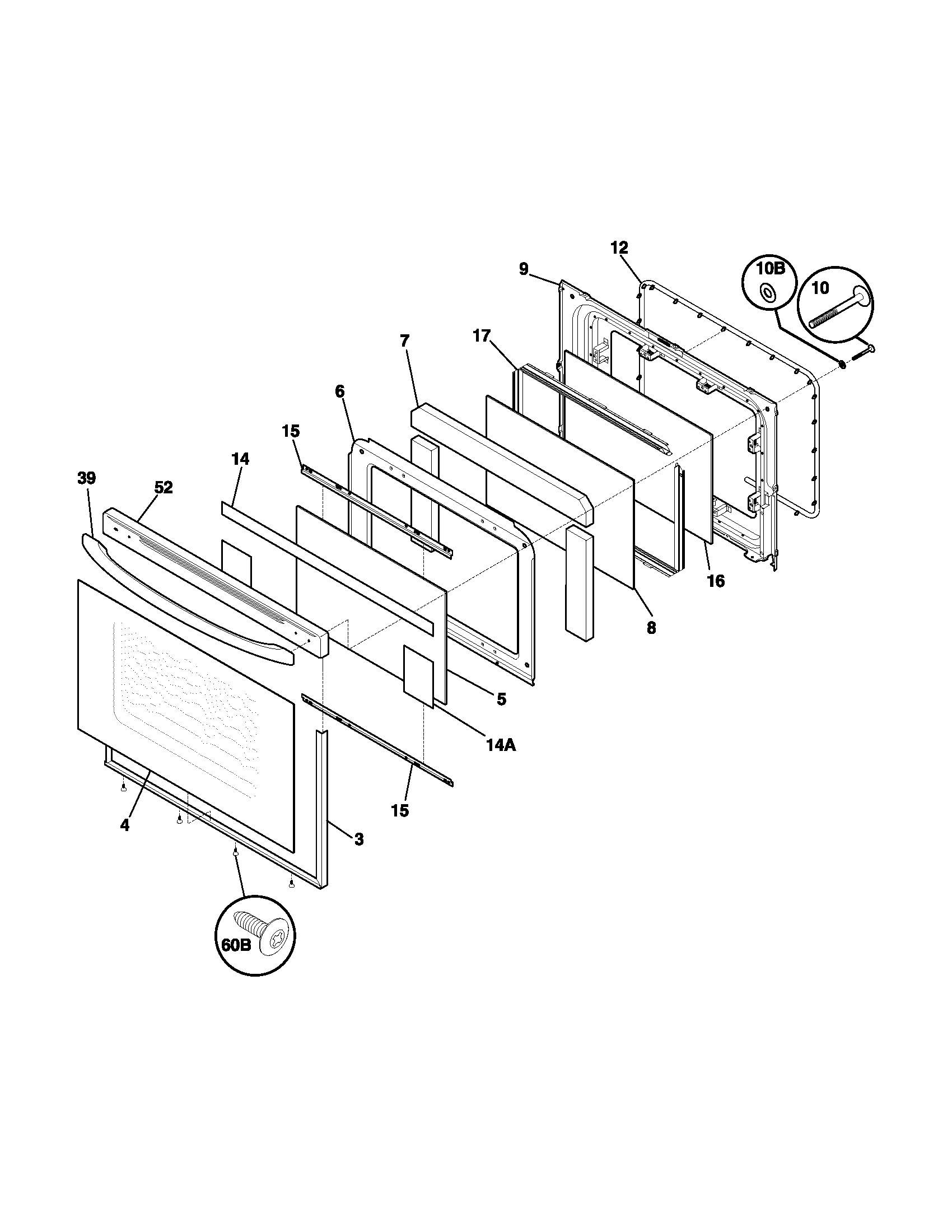 Frigidaire FGFB68CSE door diagram