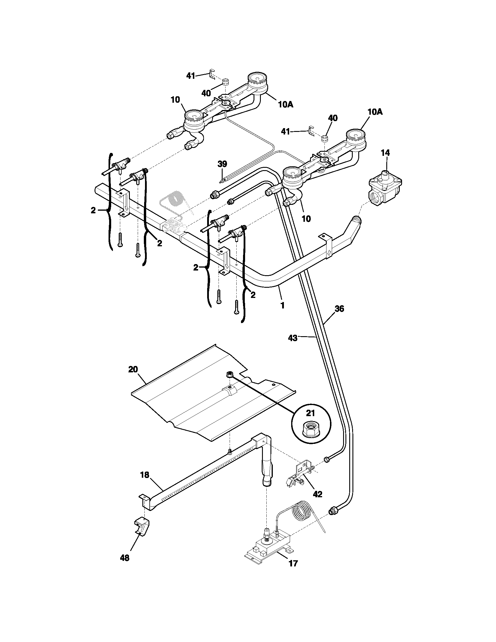 Frigidaire FPF303CWD burner diagram