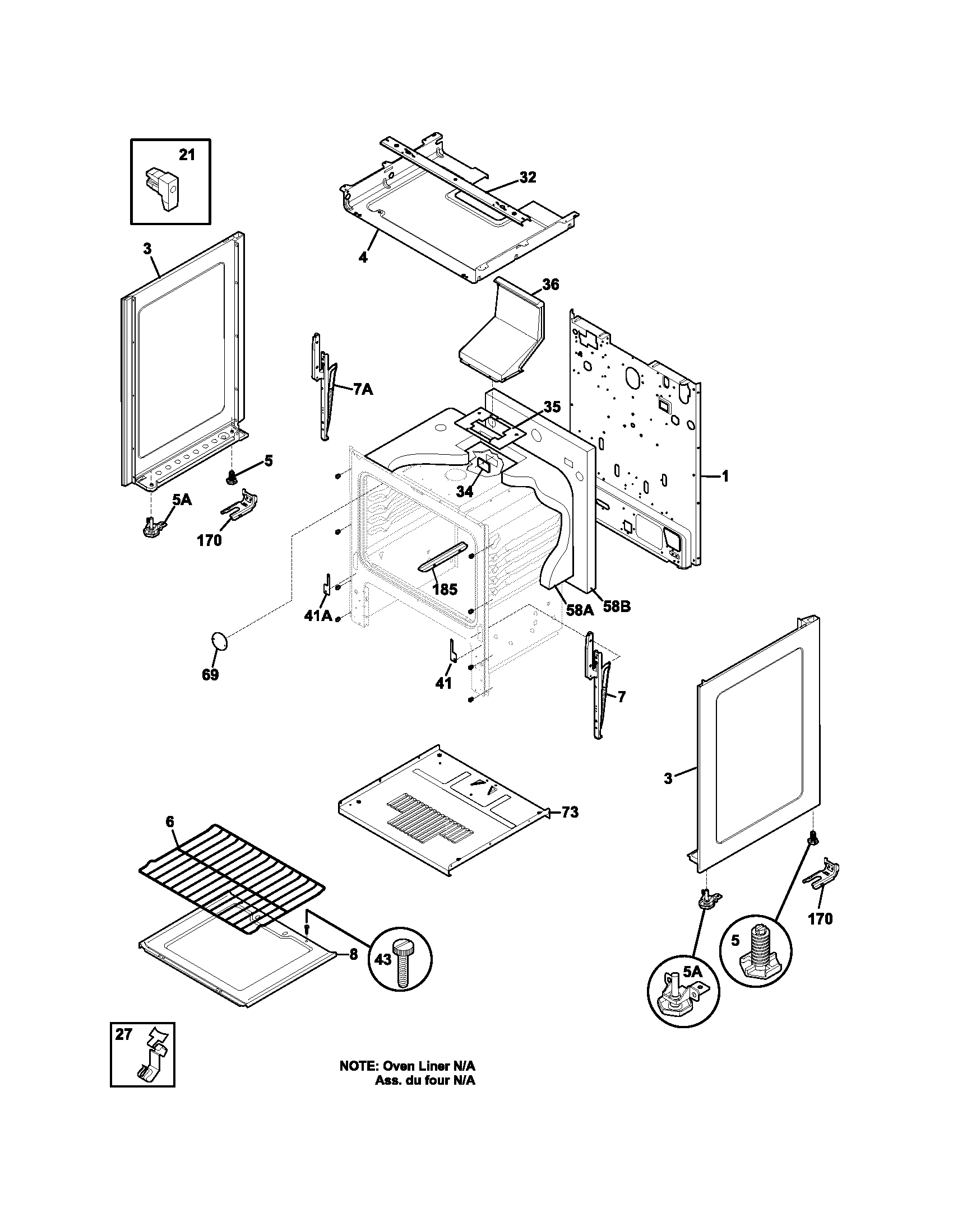 Frigidaire FPF303CWD body diagram