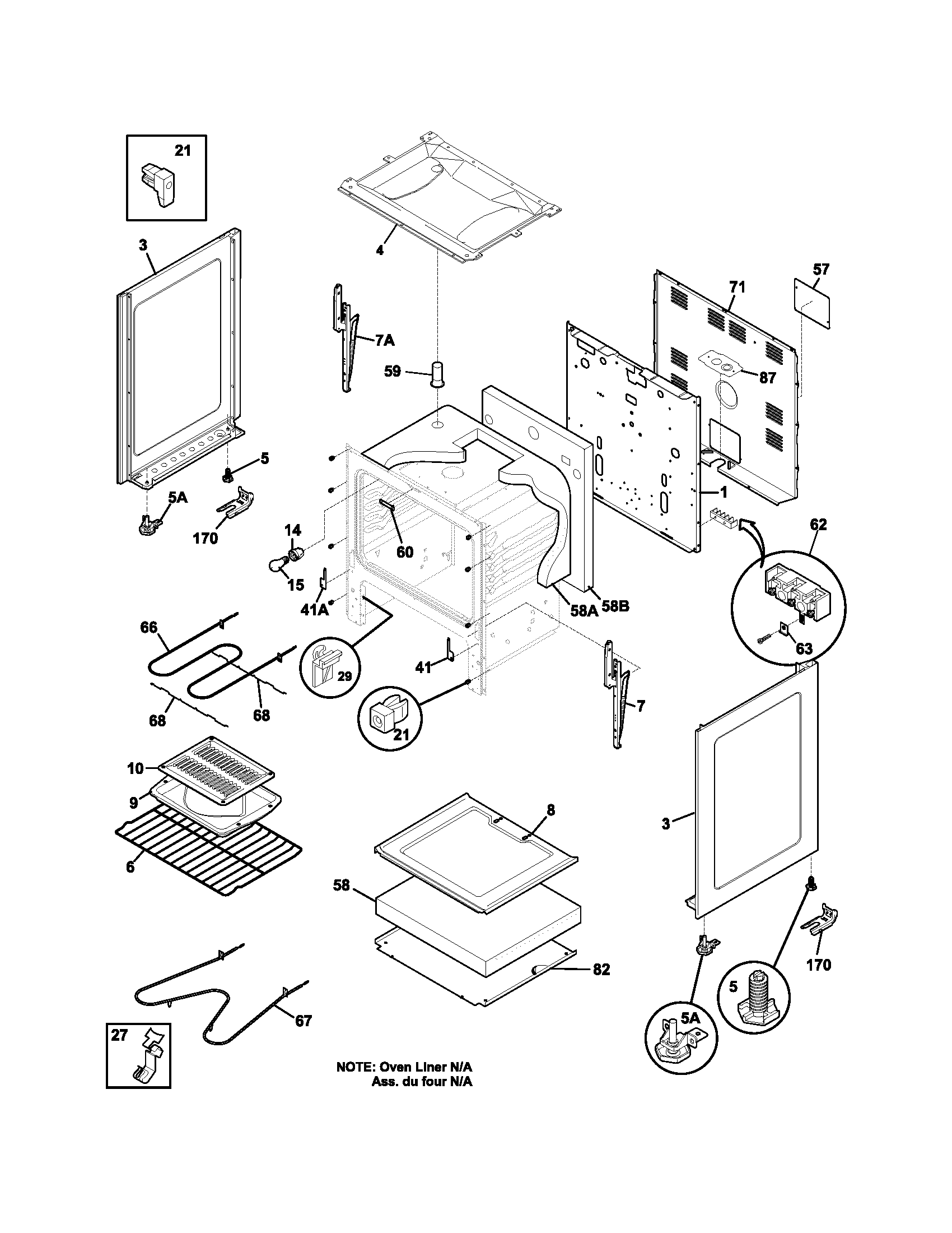 Tappan TEF317BUD body diagram