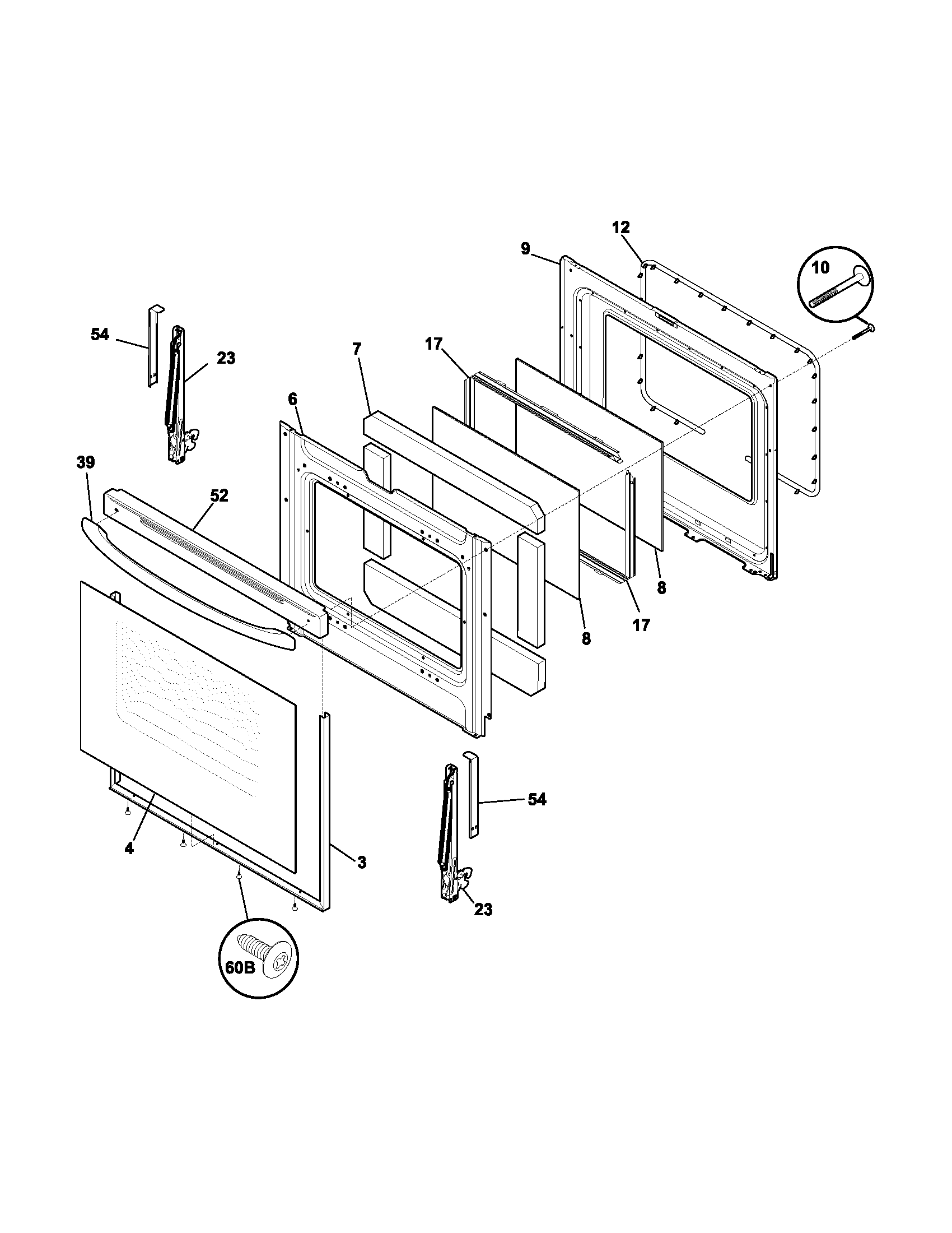 Frigidaire FEF355DBB door diagram