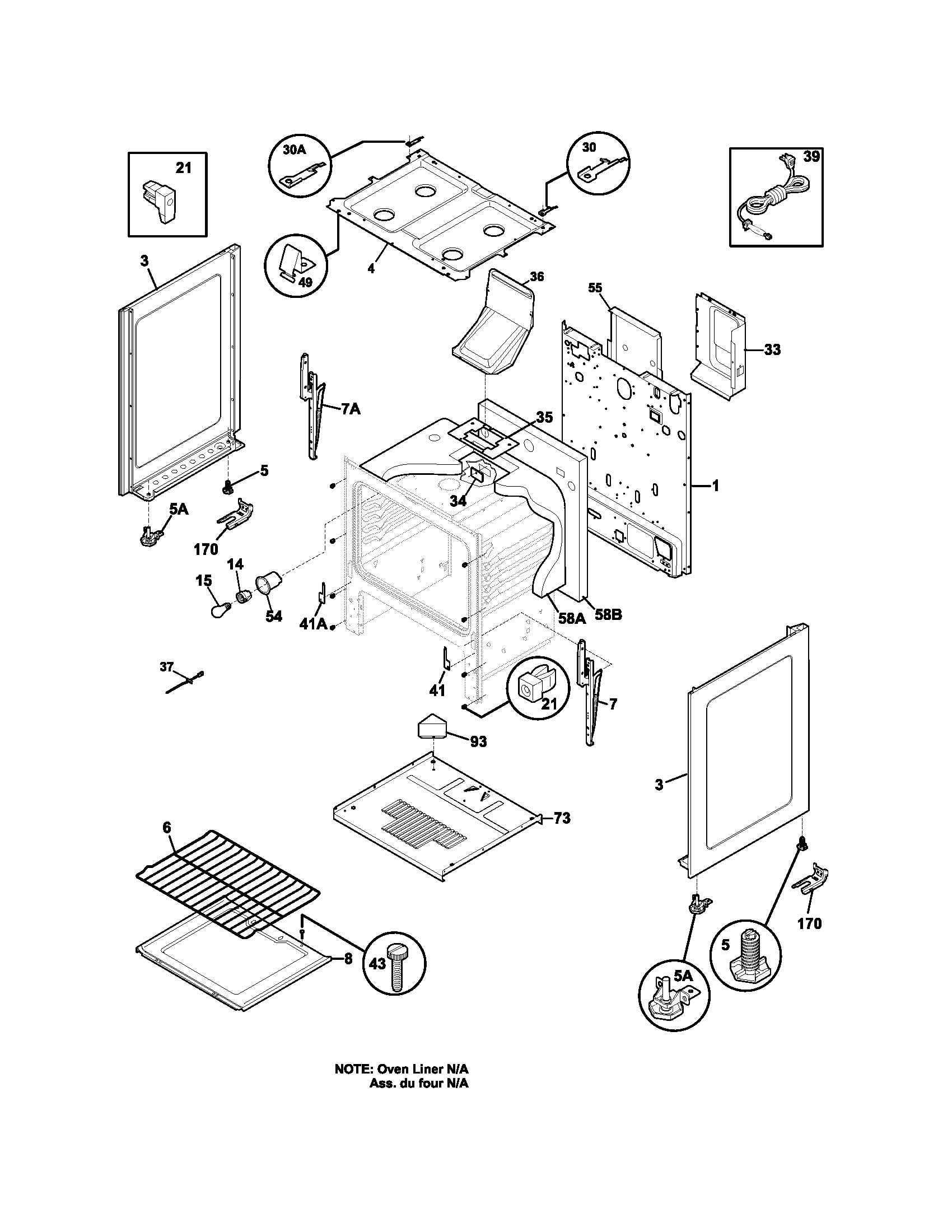 Tappan TGF336ASG body diagram