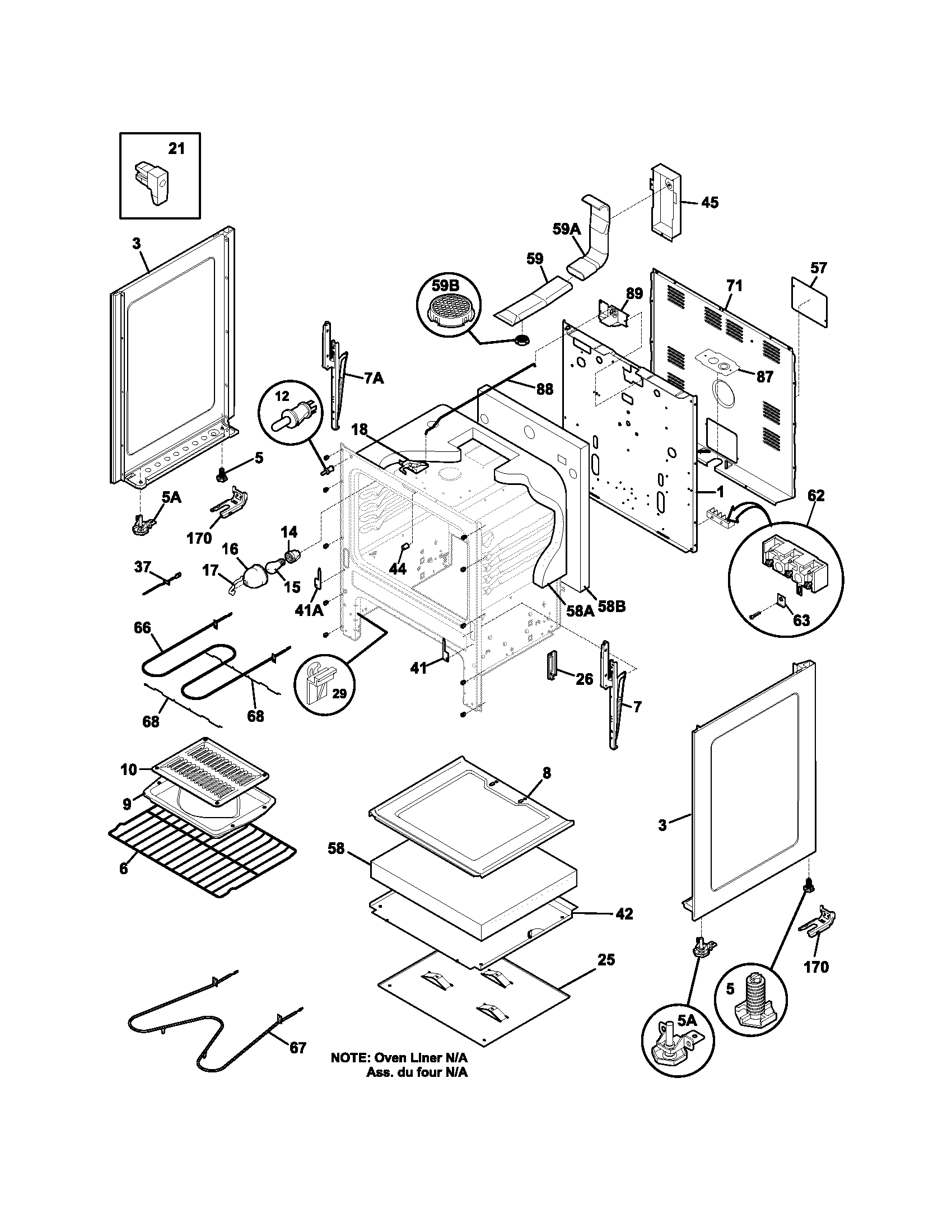 Frigidaire FEF361AWG body diagram