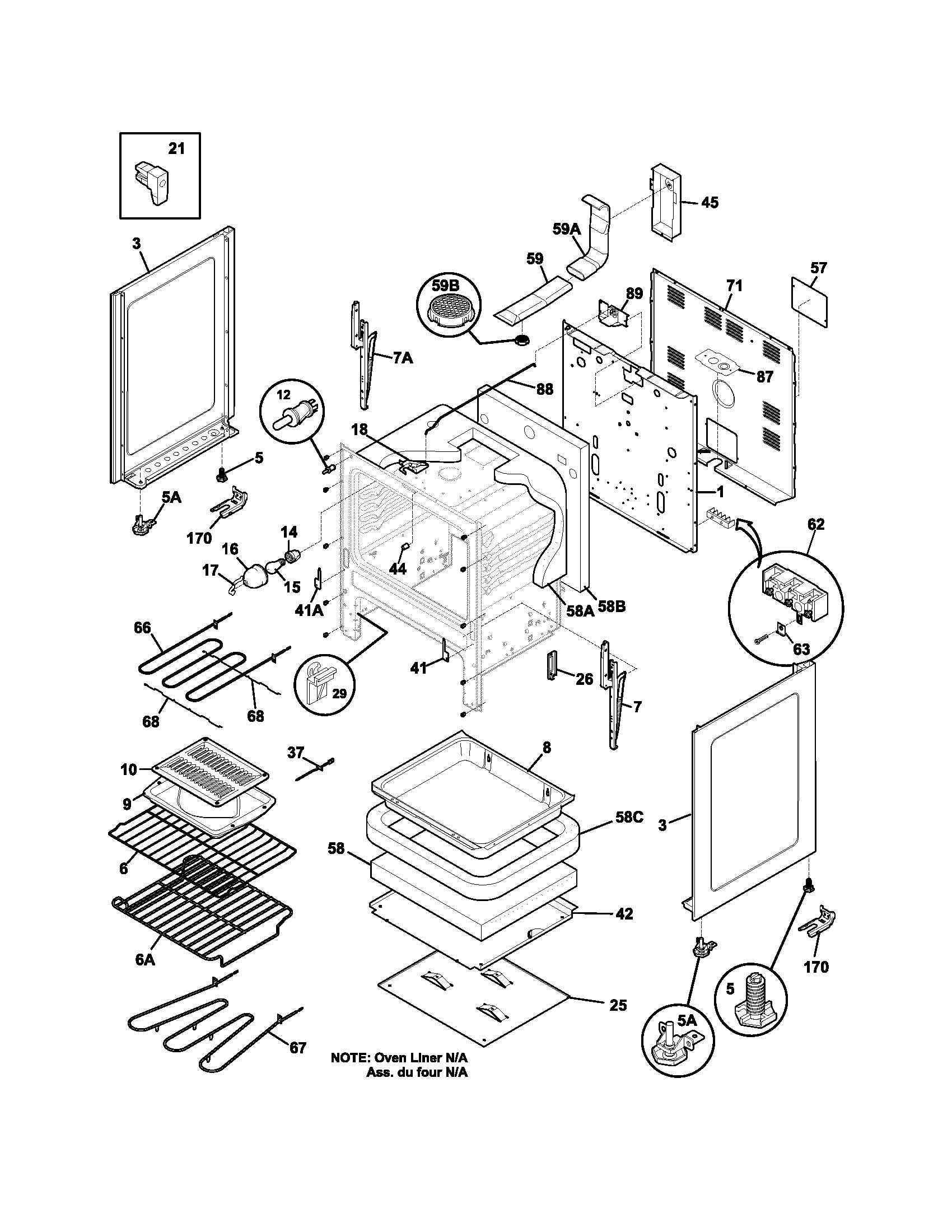 Frigidaire FEFL74ASH body diagram