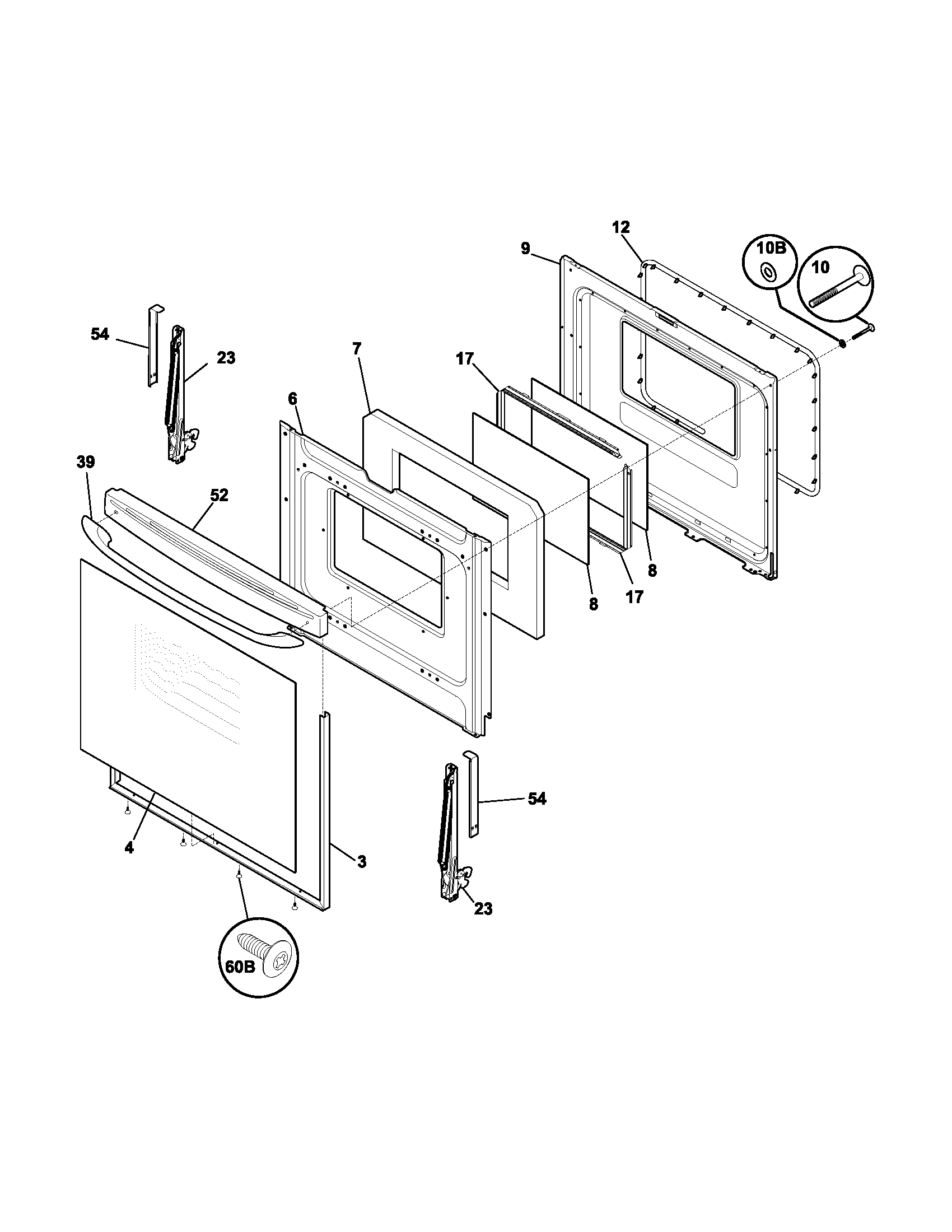 Frigidaire FEF364DSA door diagram