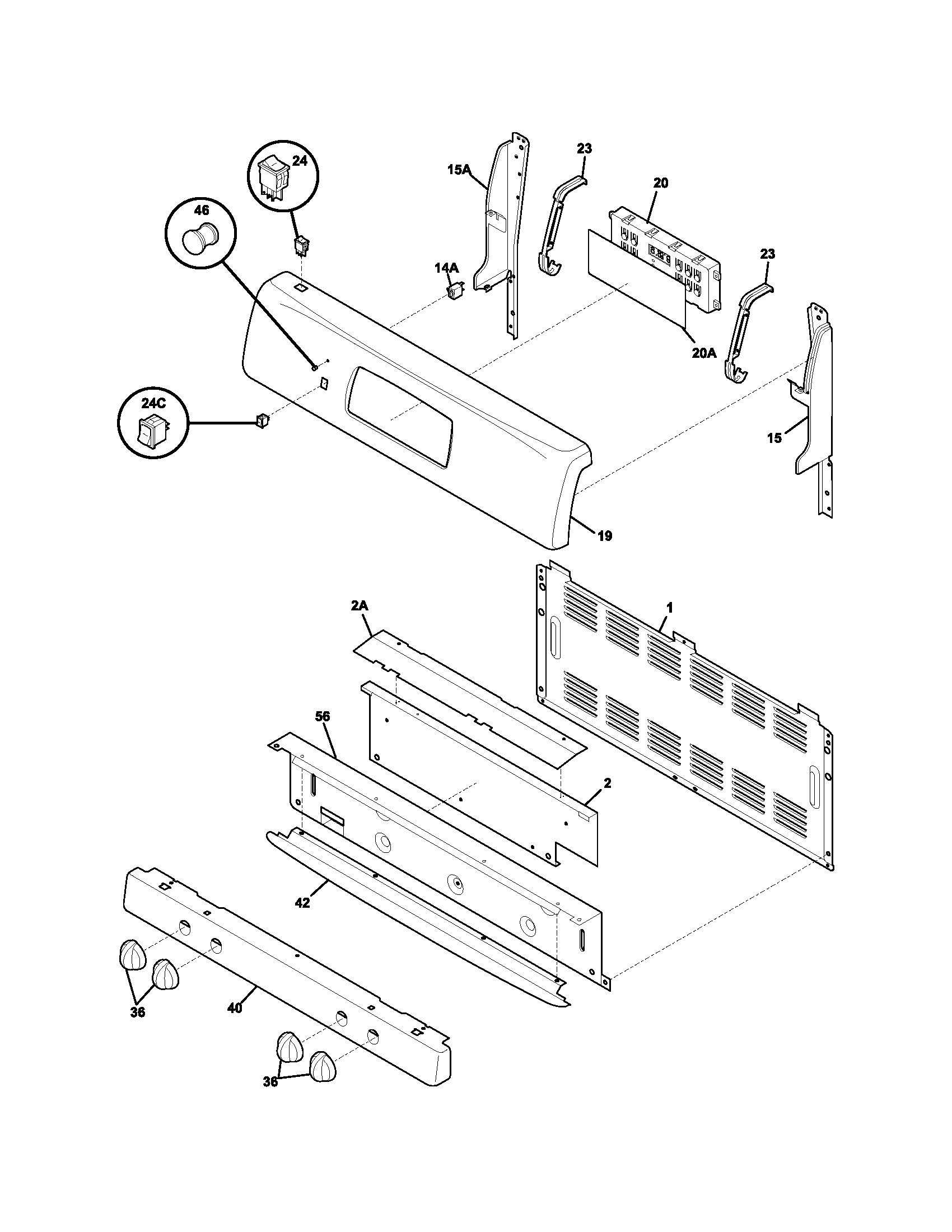 Frigidaire FGF380MXDCA backguard diagram