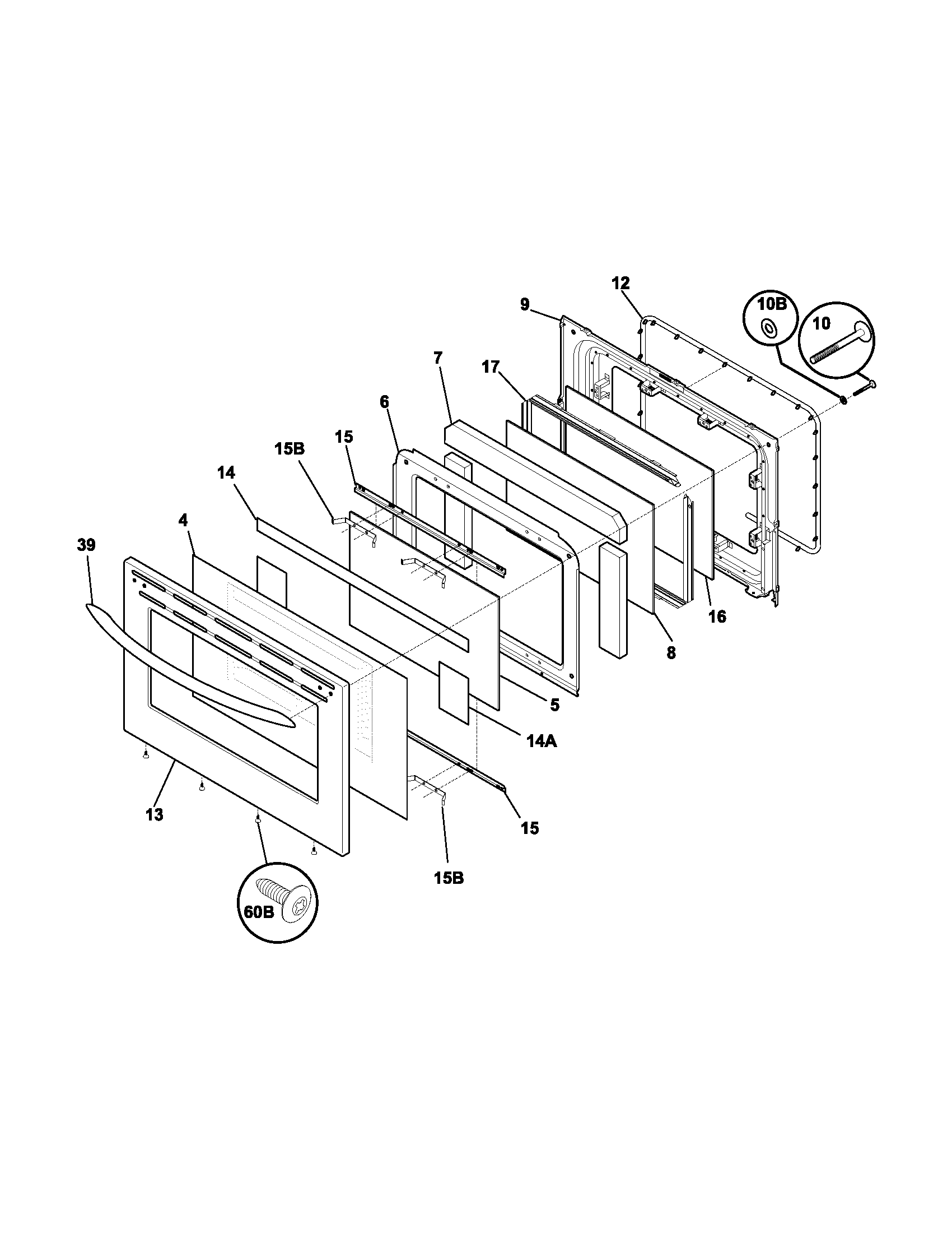 Frigidaire FGF380MXDCA door diagram
