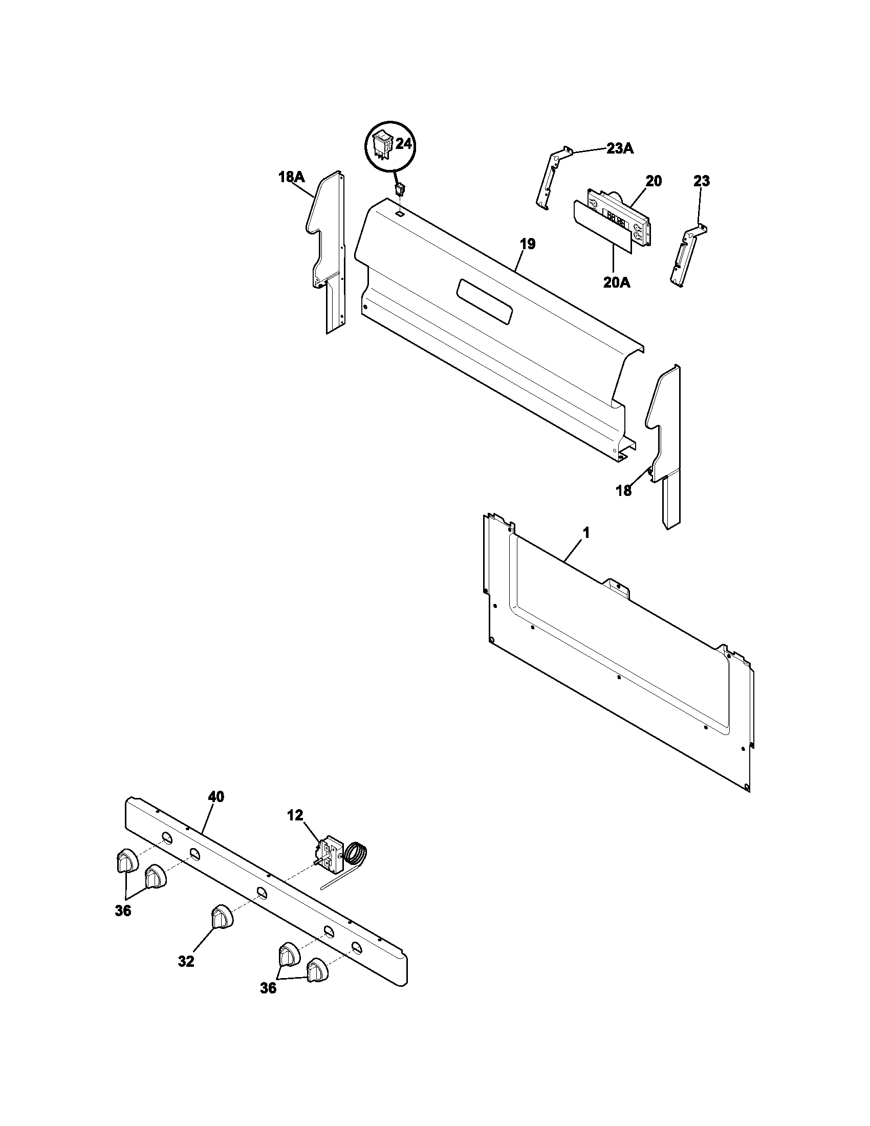 Tappan TGF317DUA backguard diagram