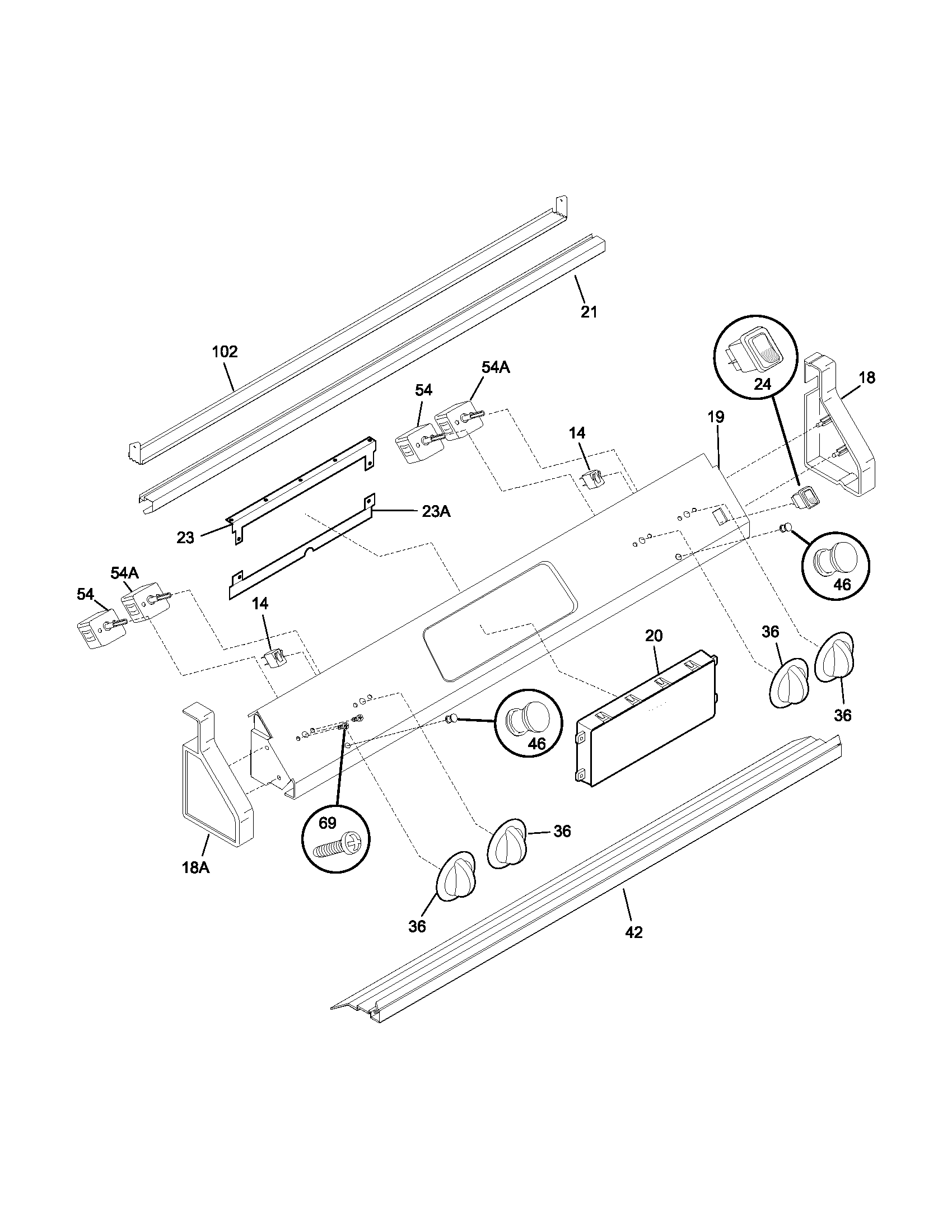 Frigidaire FES355ASG backguard diagram