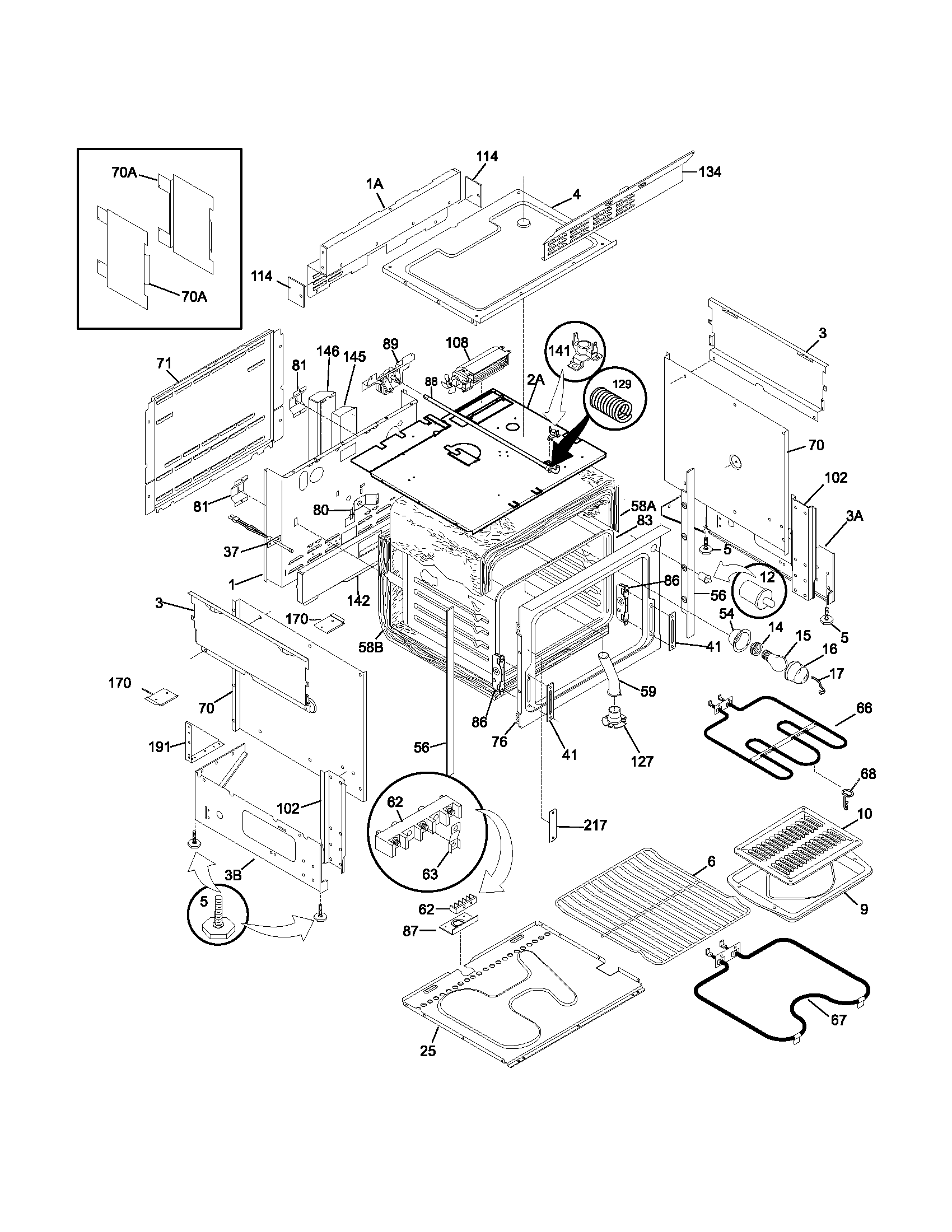 Frigidaire FES355ASG body diagram