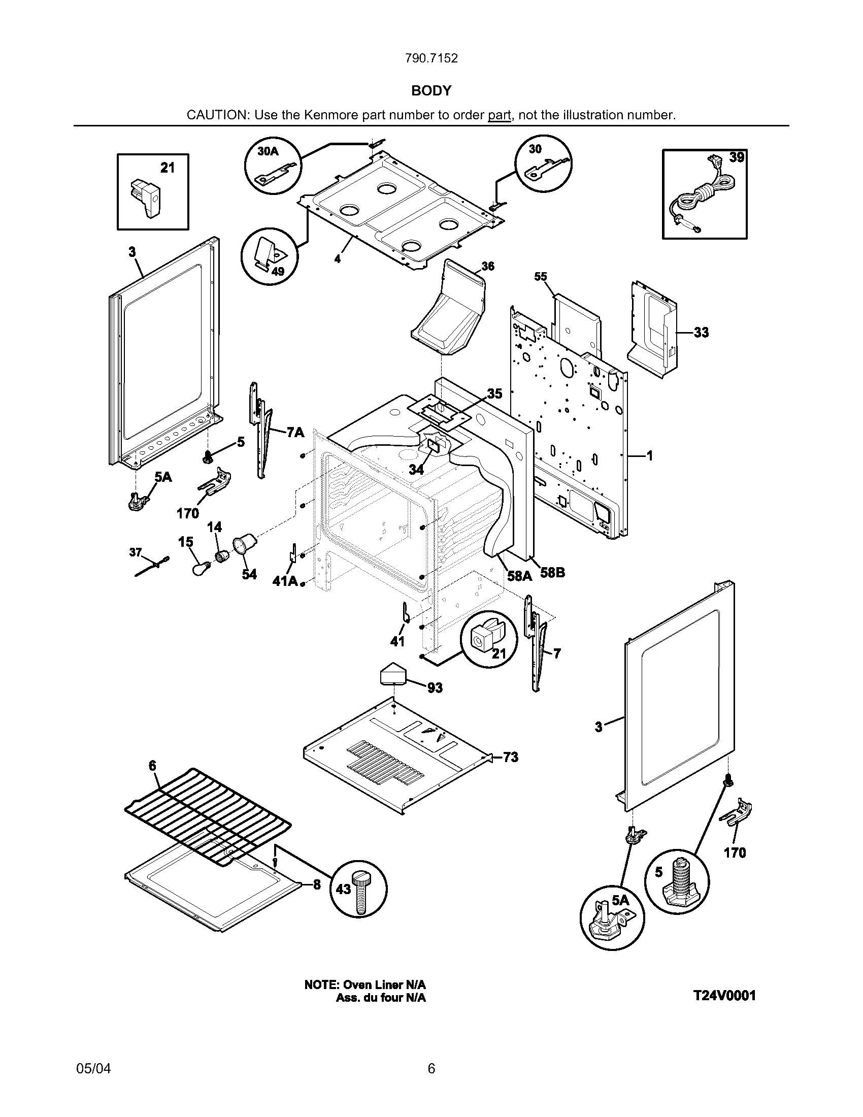 Kenmore 79071521401 body diagram