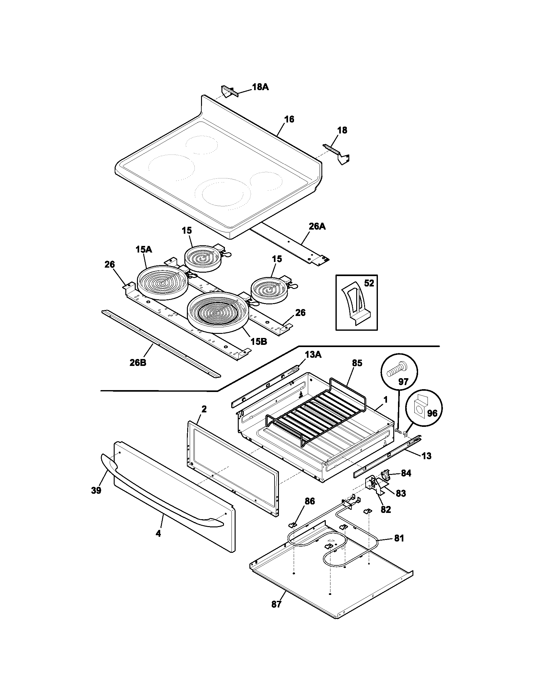 Kenmore 79096523402 top/drawer diagram