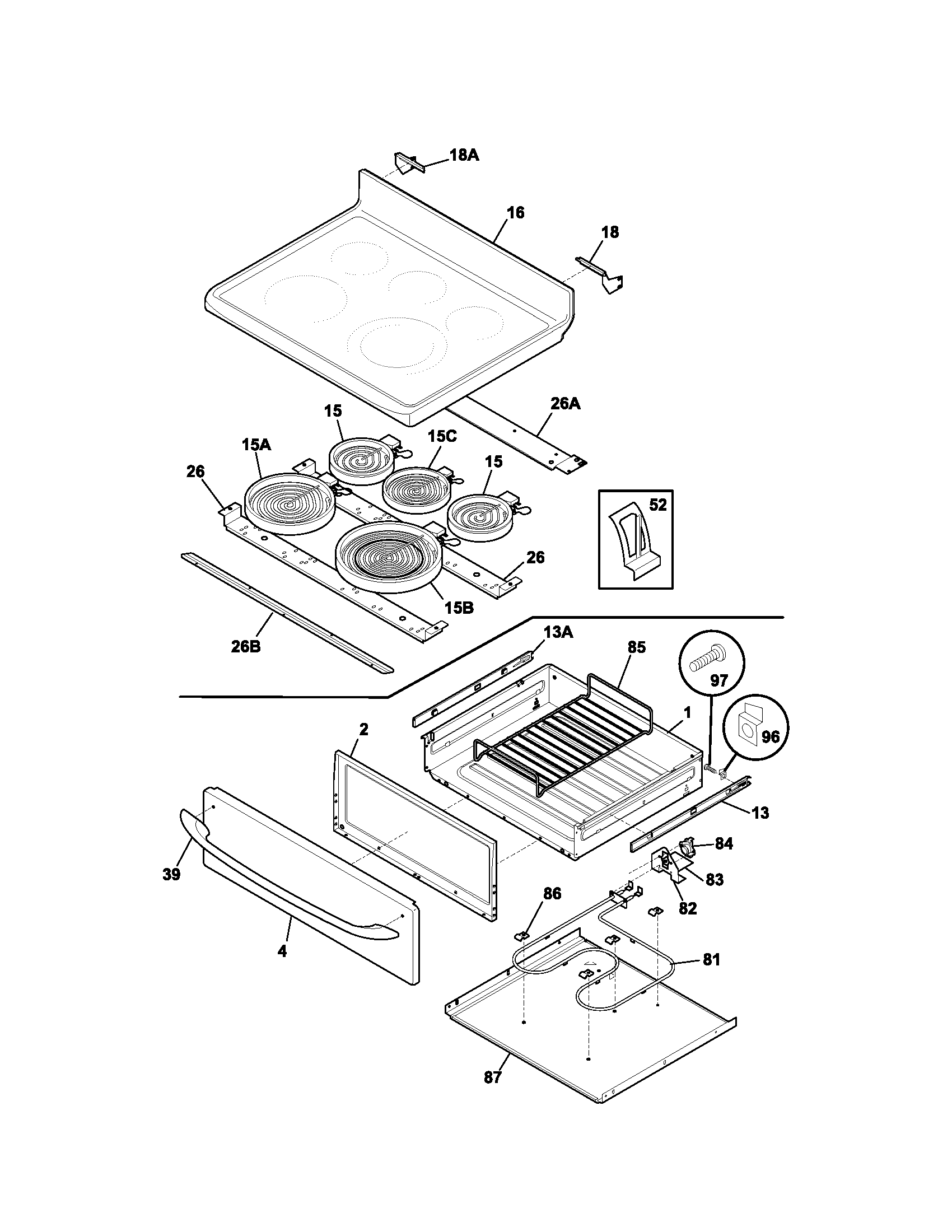 Kenmore 79096613402 top/drawer diagram