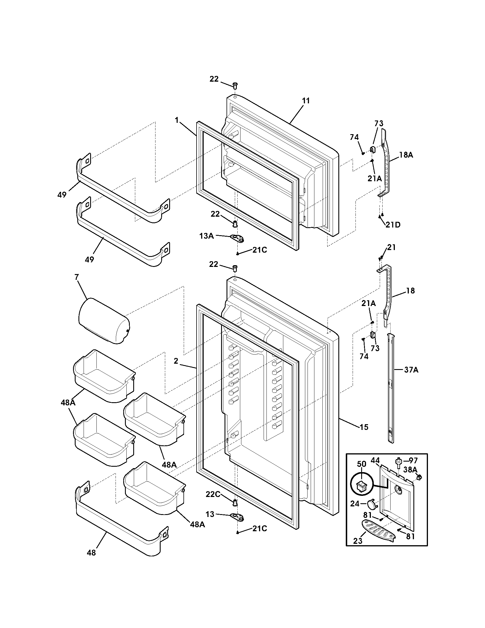 Kenmore 25376834401 doors diagram