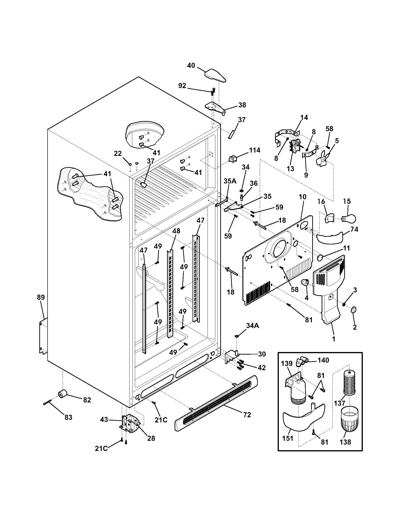 Kenmore 25376834401 cabinet diagram