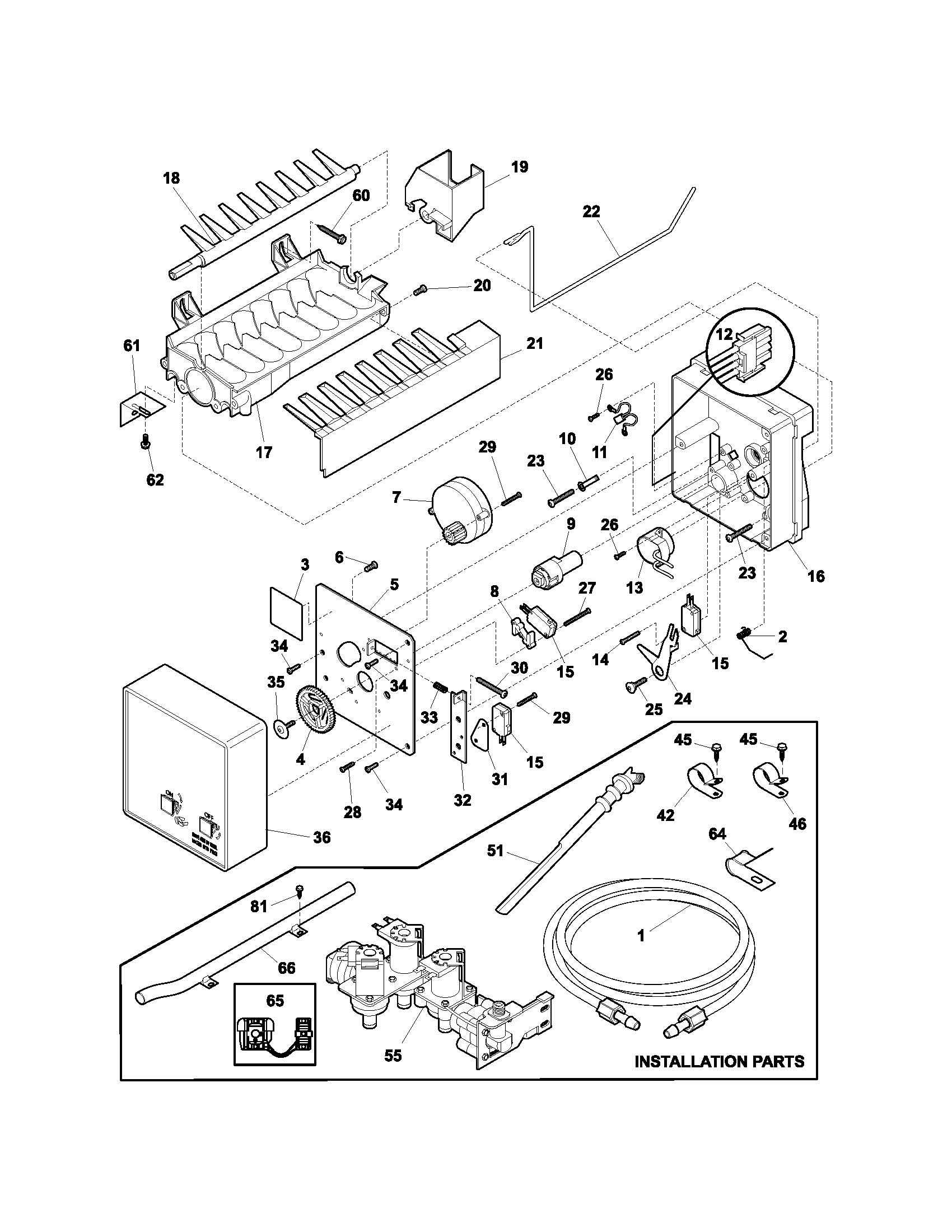 Kenmore 25376834401 ice maker diagram