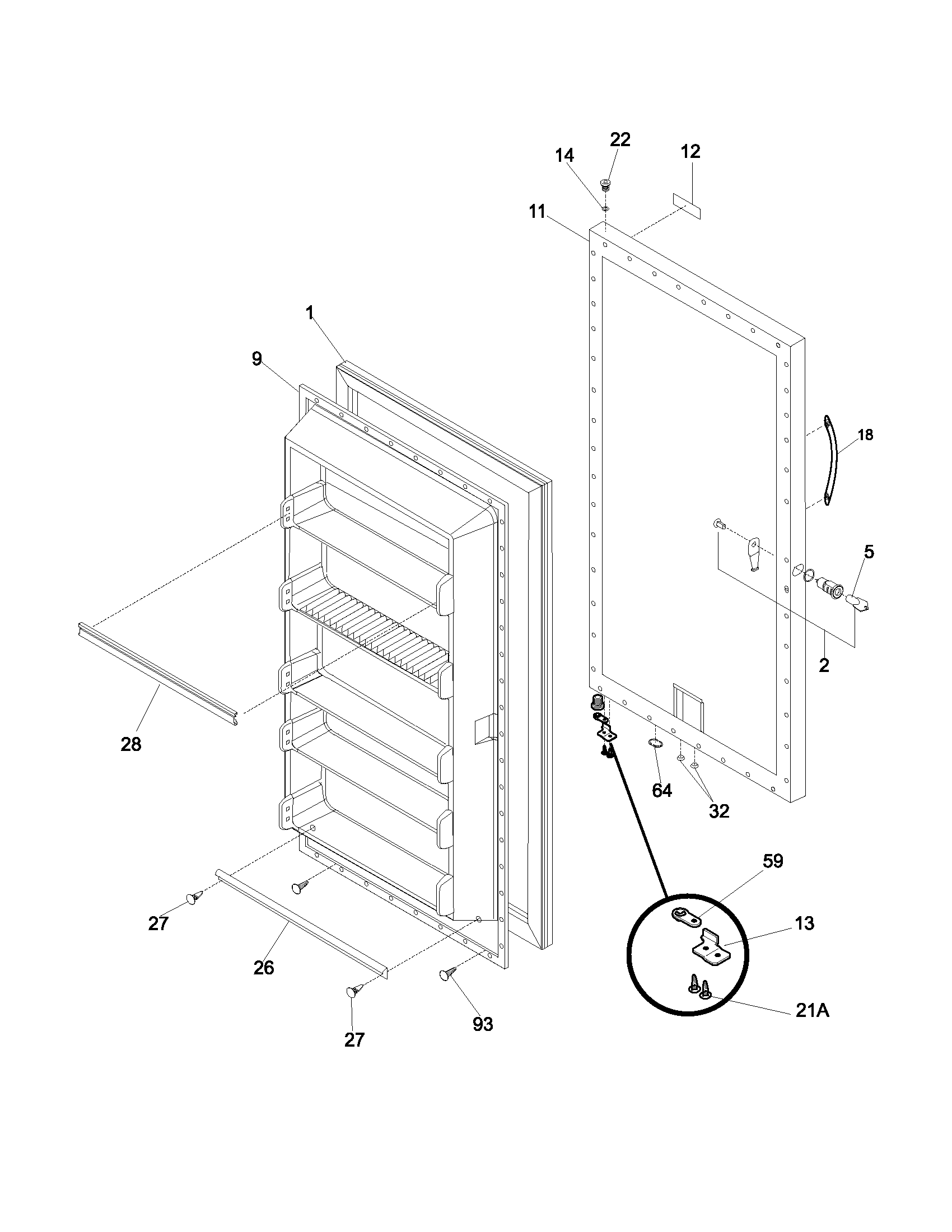 Frigidaire LFFU1765DW2 door diagram