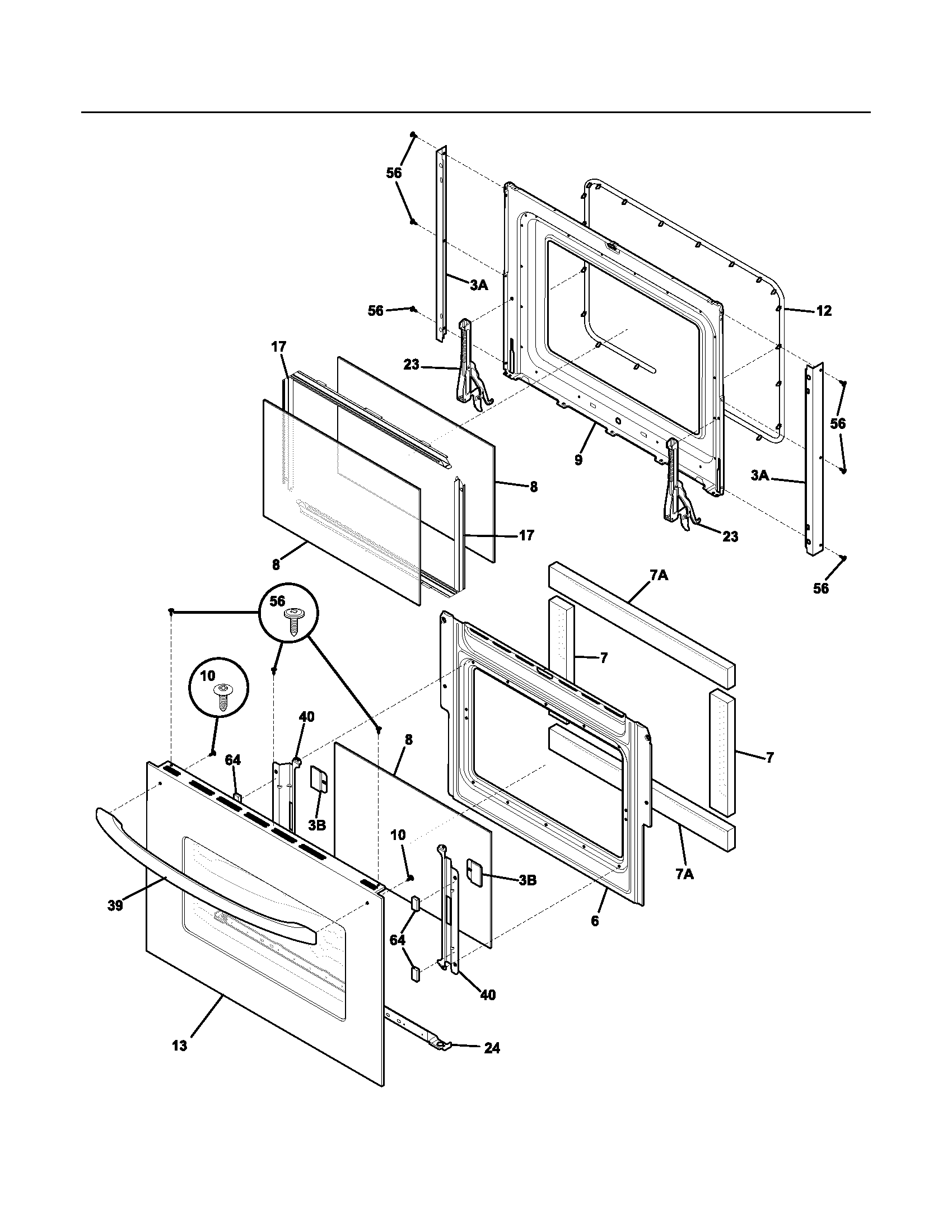 Frigidaire FEB30S6DSA door diagram