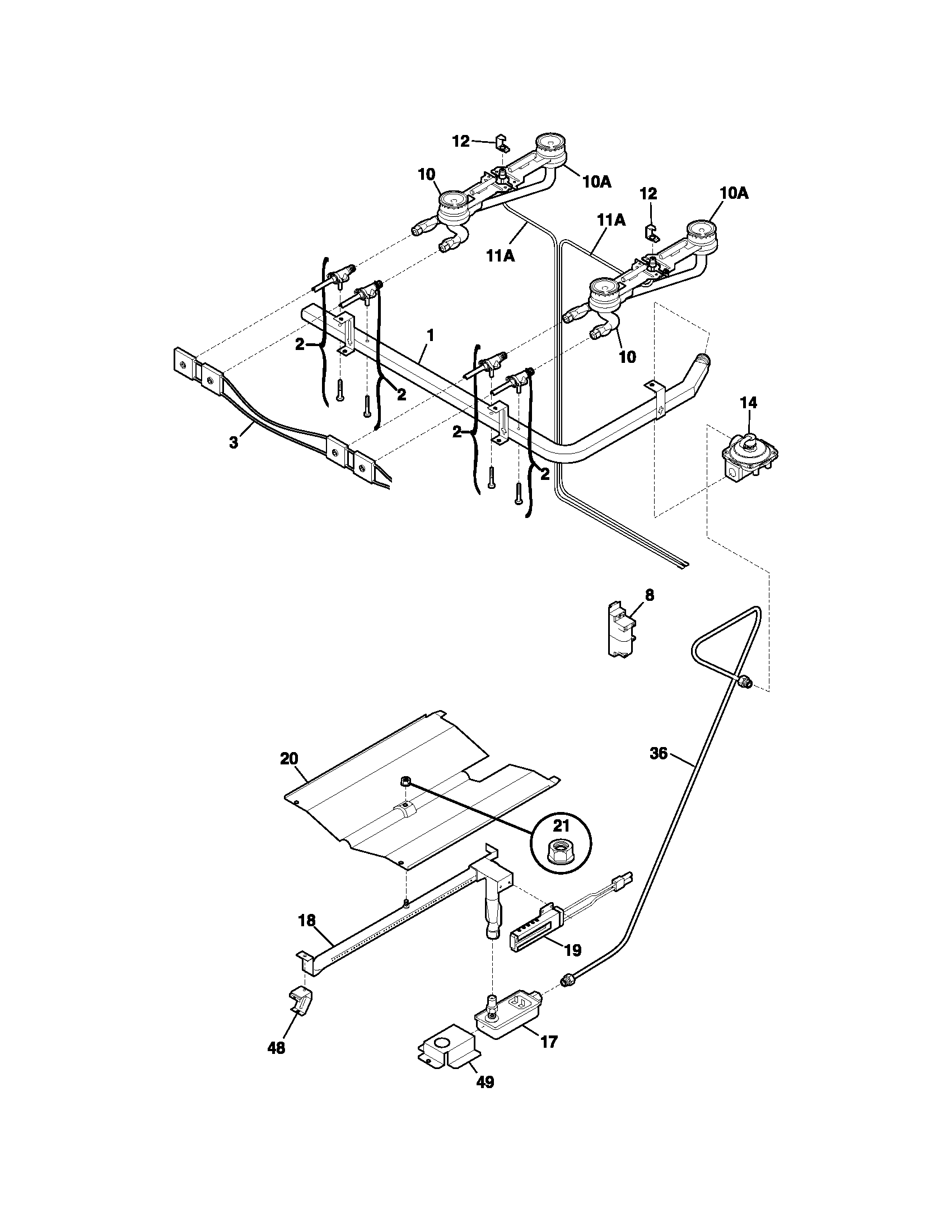 Frigidaire FLF316CSC burner diagram