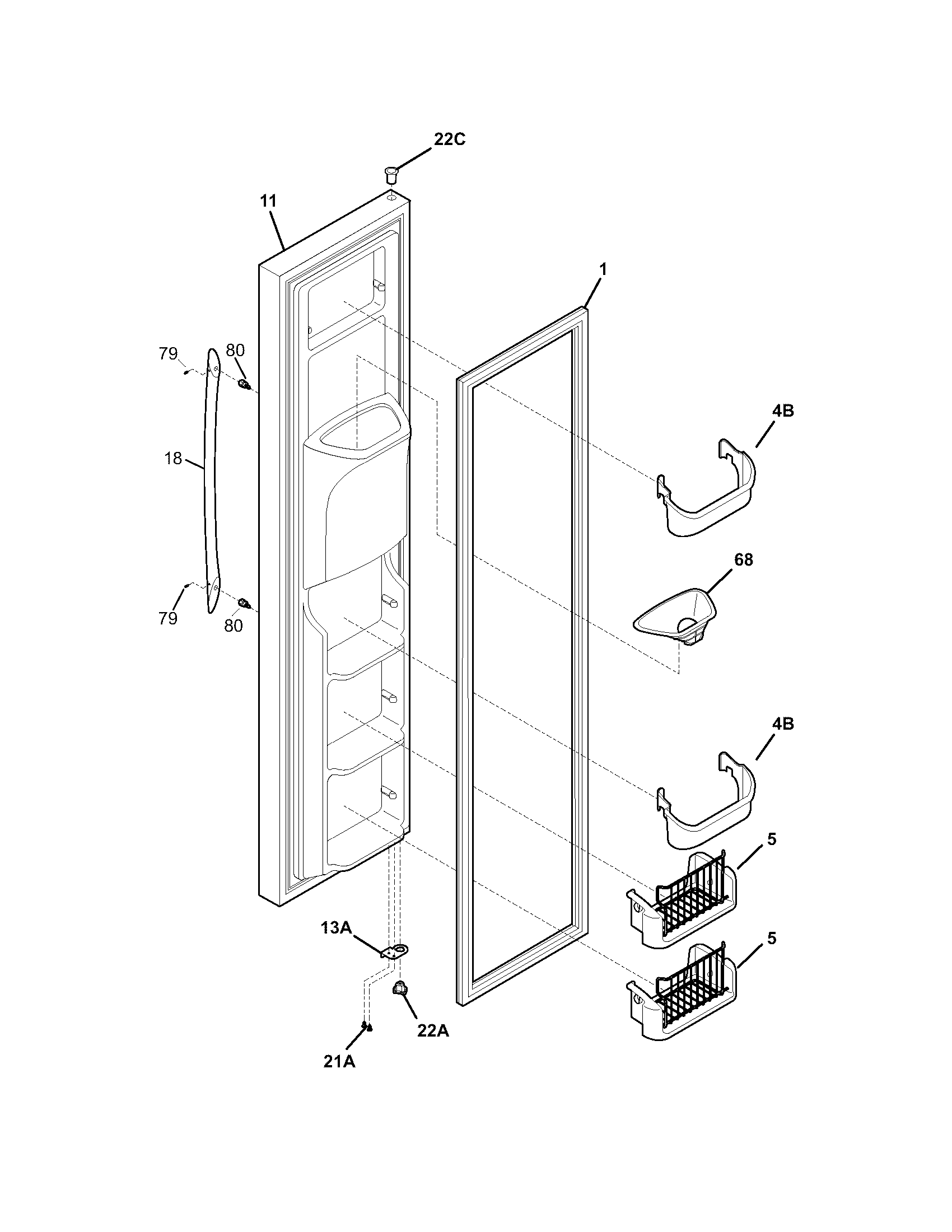 Frigidaire FLSC238DS2 freezer door diagram