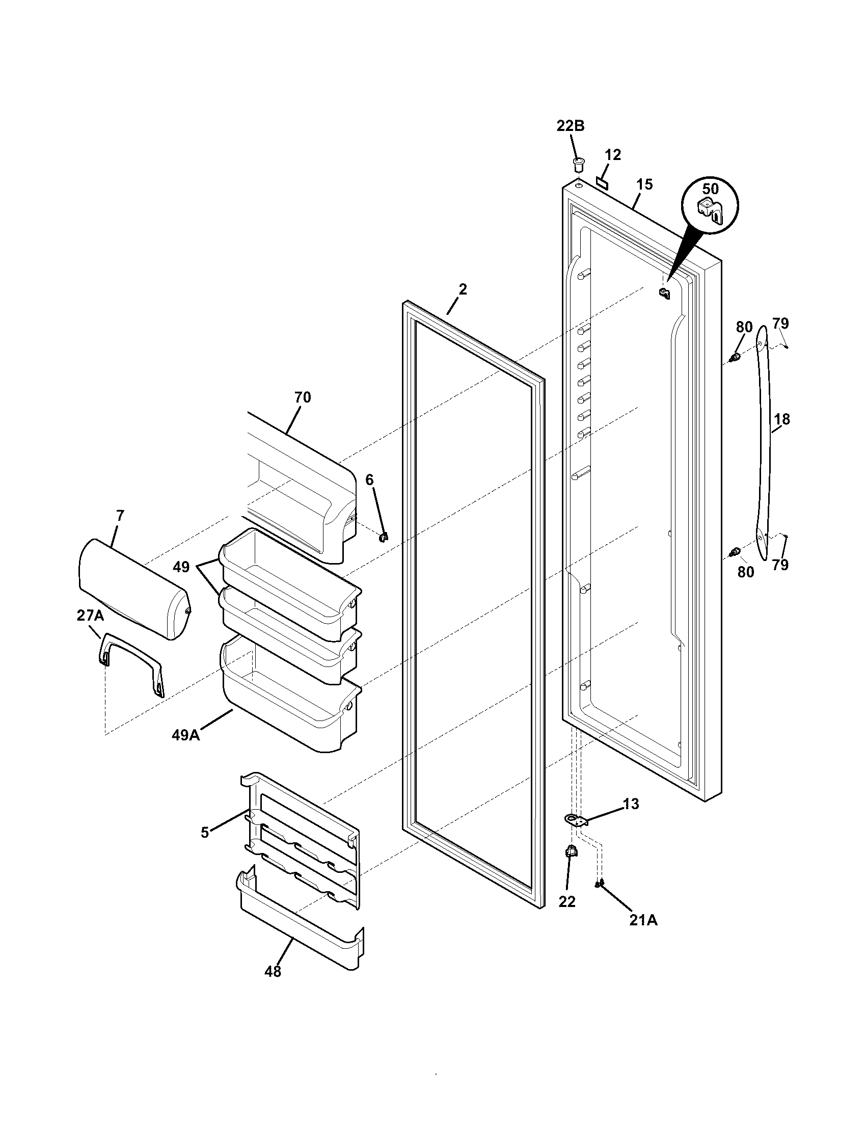 Frigidaire FLSC238DS2 refrigerator door diagram