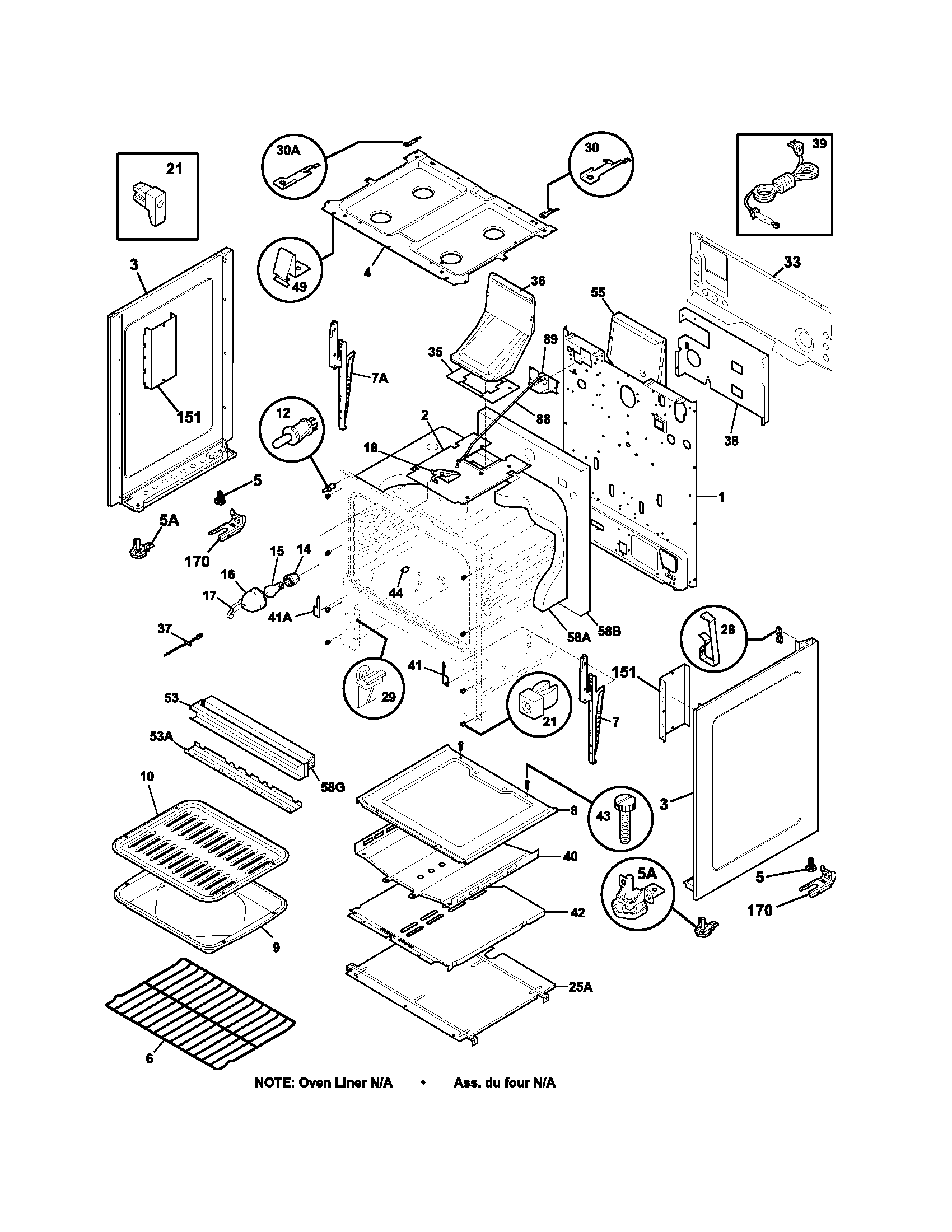 Tappan TGF363AUF body diagram