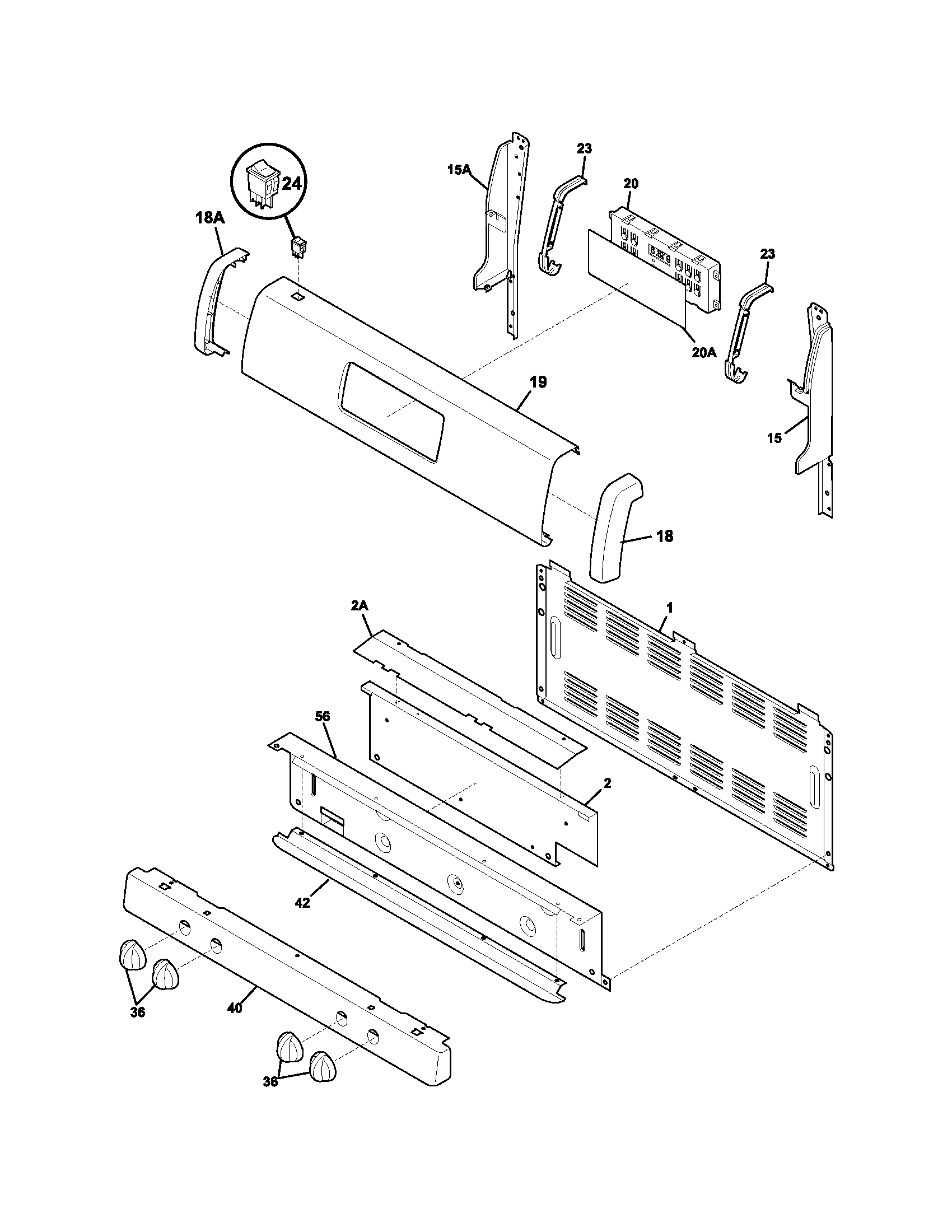 Frigidaire FGF355DUA backguard diagram