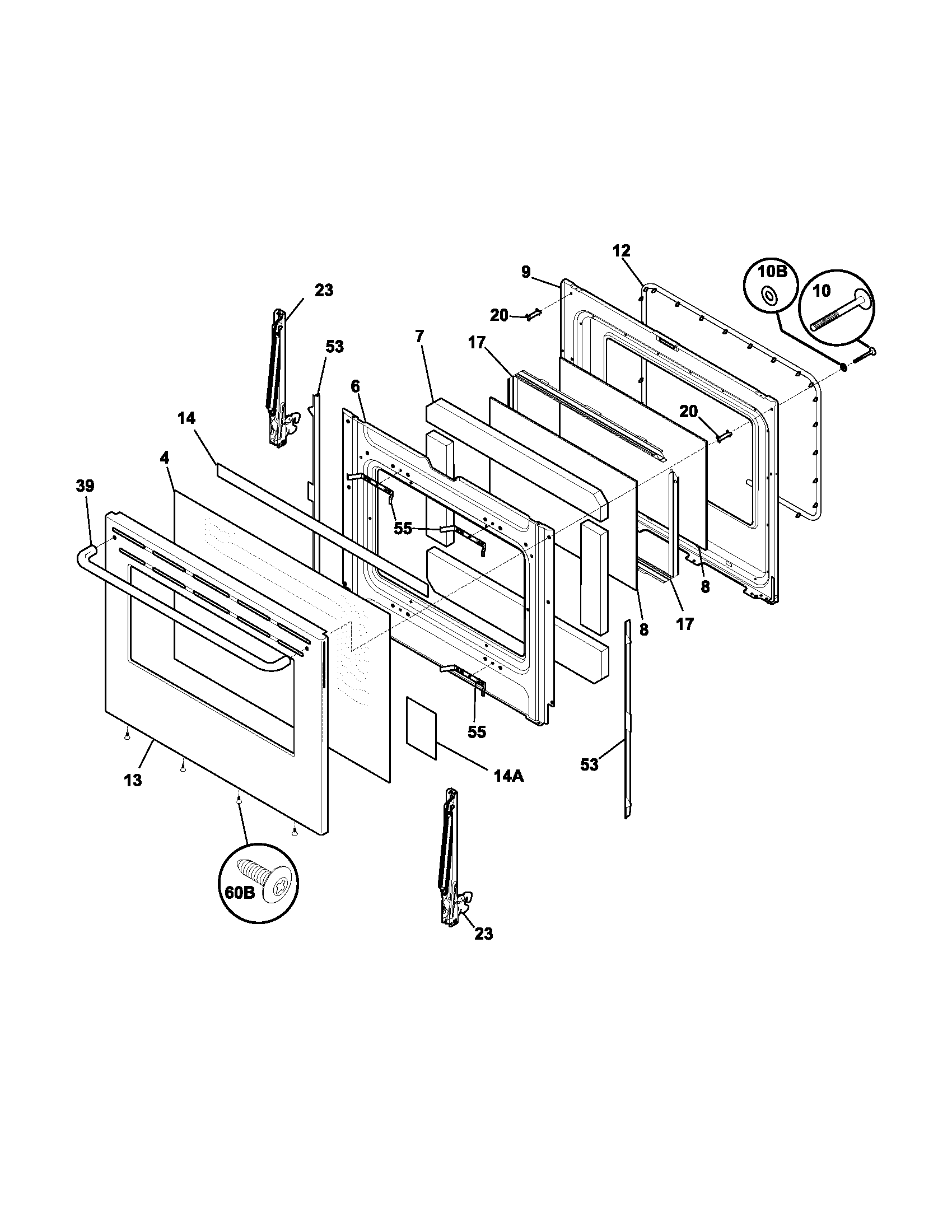 Frigidaire FGFL79DCA door diagram