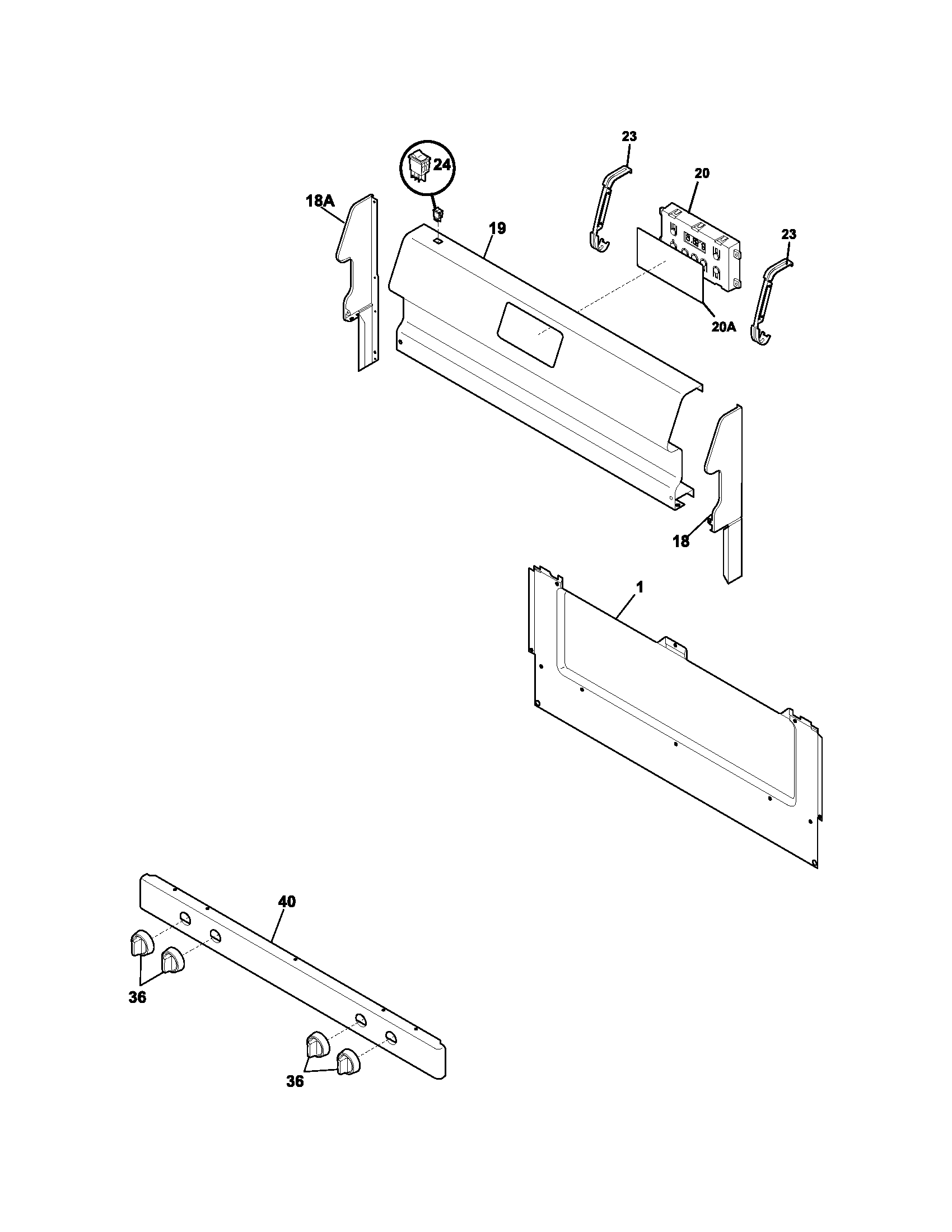 Tappan TGF320DUA backguard diagram