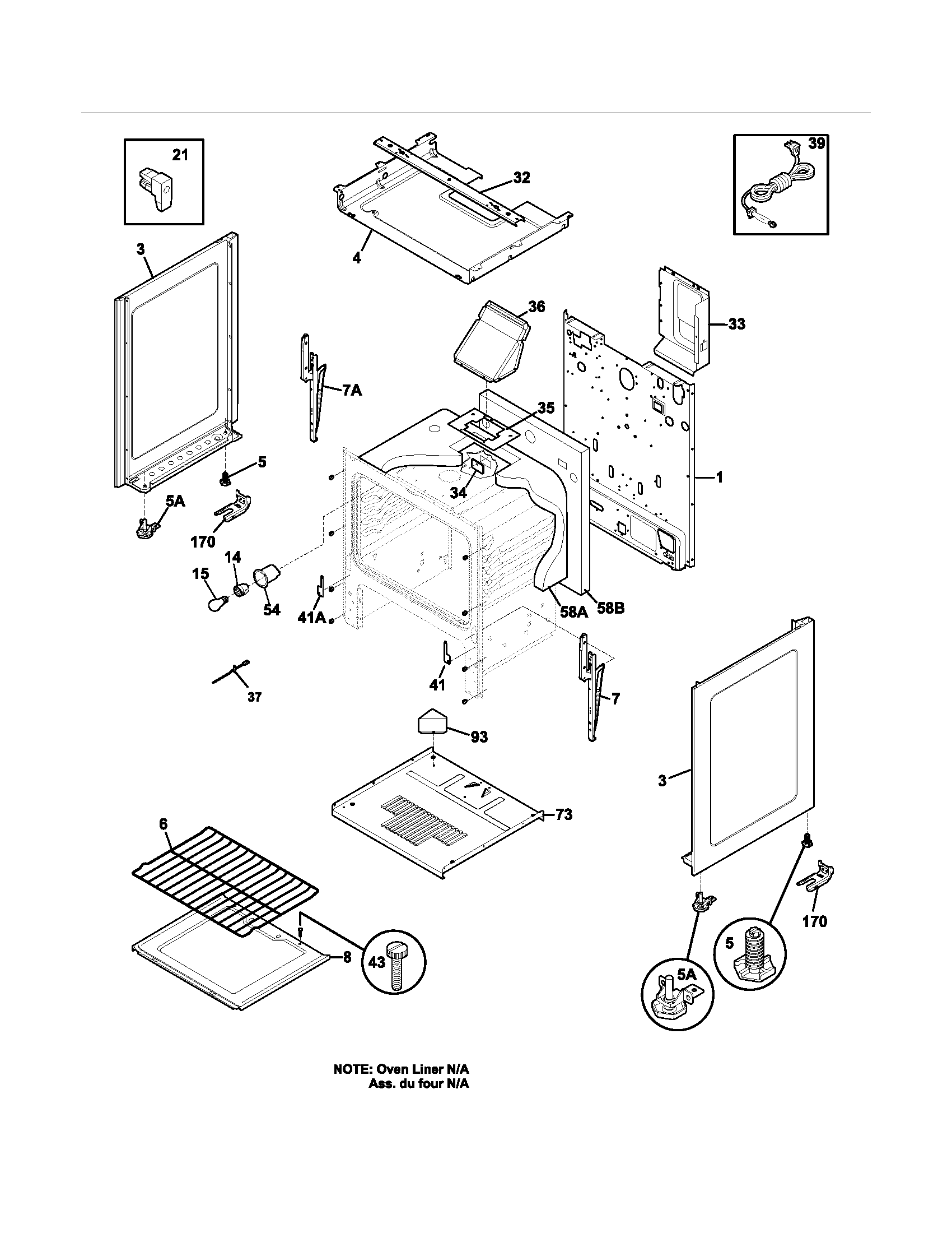 Tappan TGF320DUA body diagram