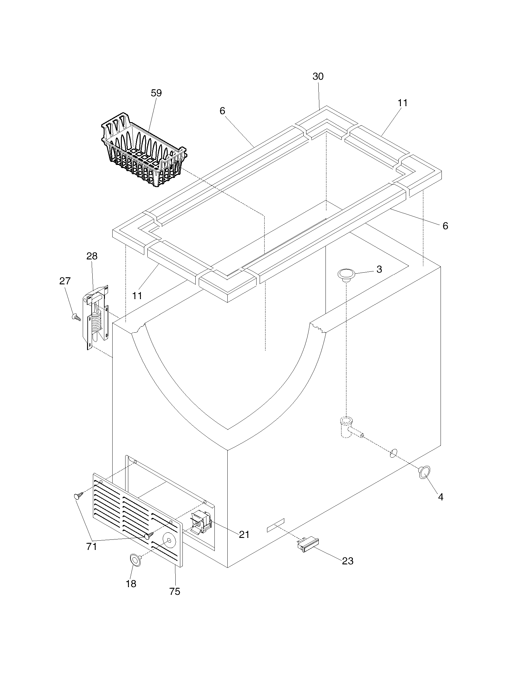 Frigidaire FFC0923DW1 cabinet diagram