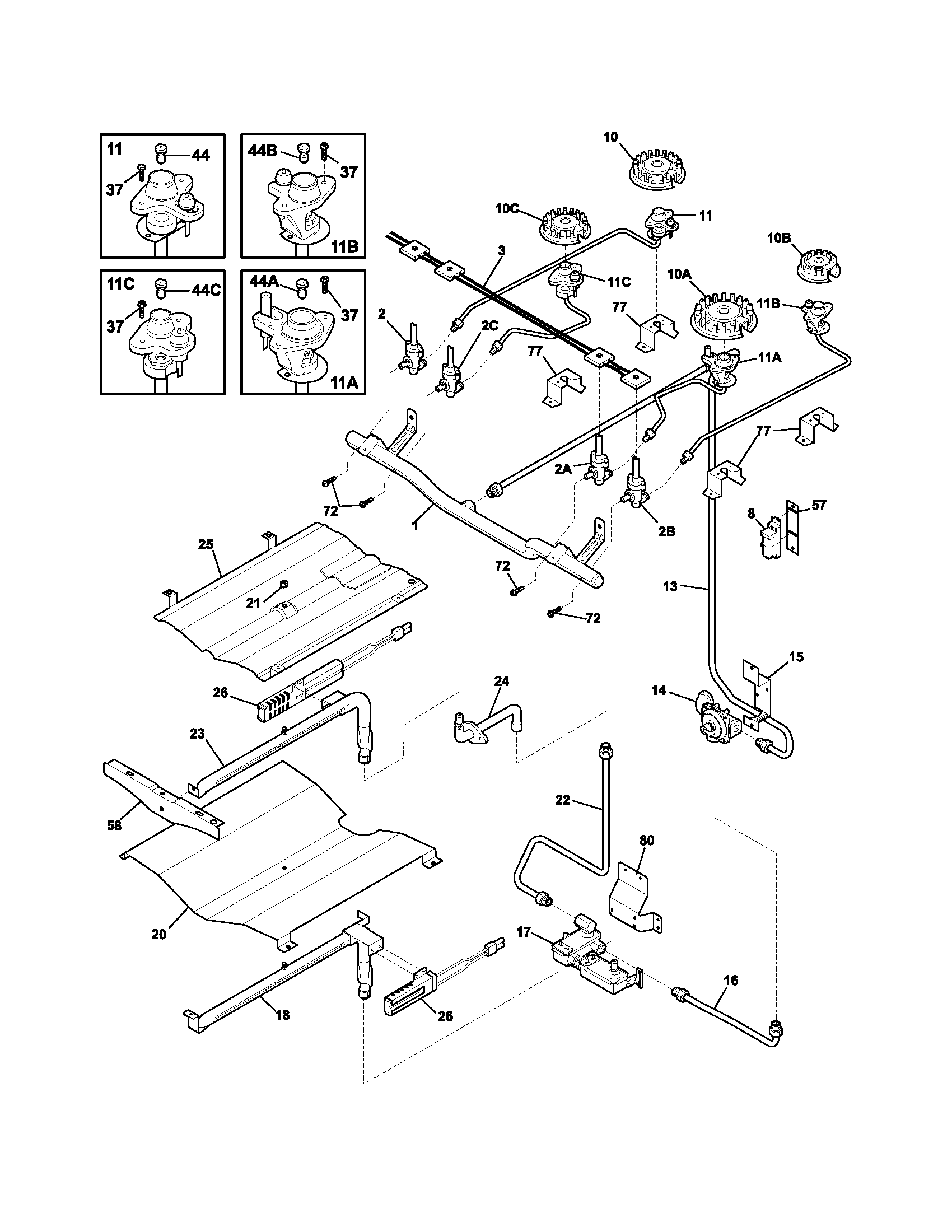 Frigidaire FGS379DCA burner diagram