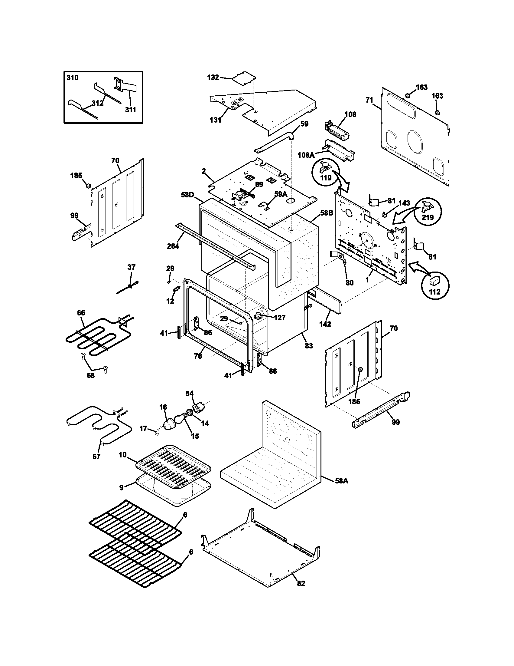 Frigidaire FEB30T5DSA upper oven diagram
