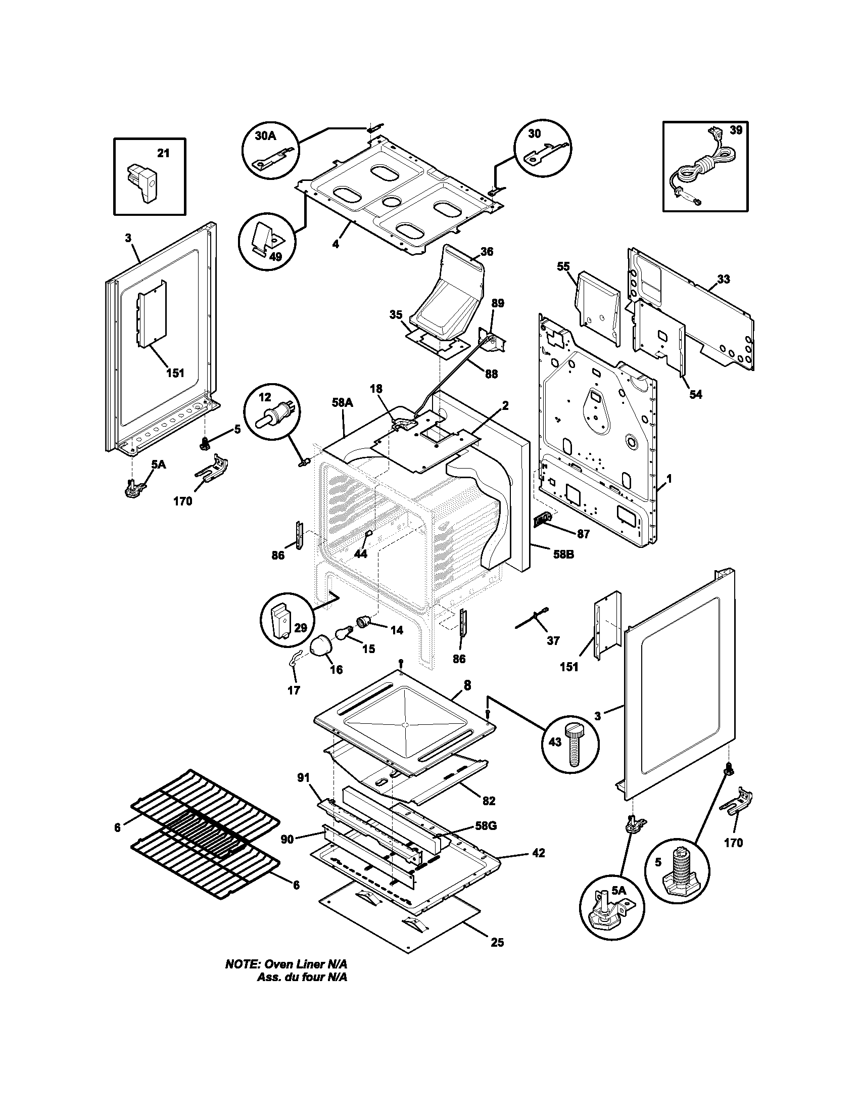 Frigidaire FGF366DSA body diagram